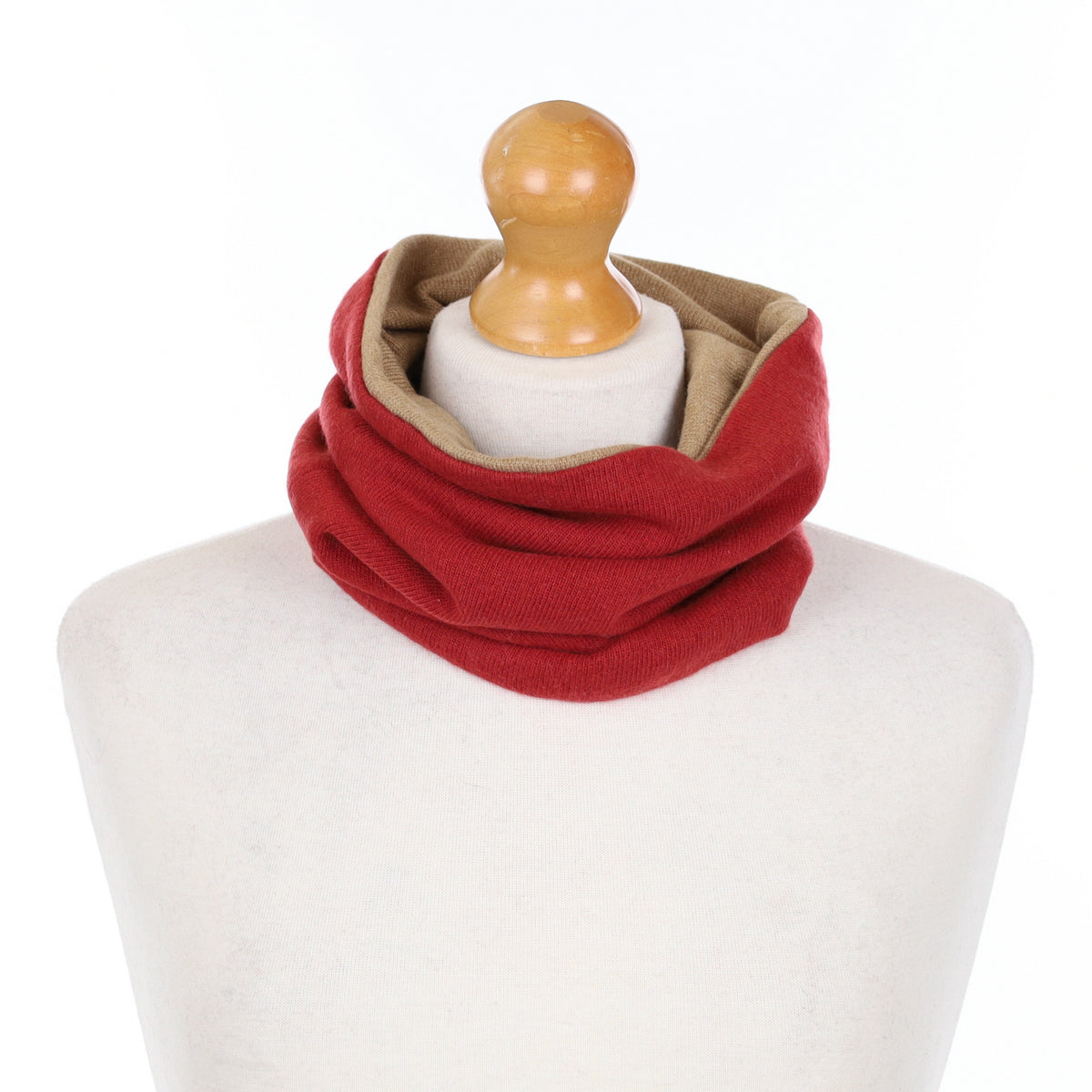 Brick Red and Camel Luxury Double Layered Snood