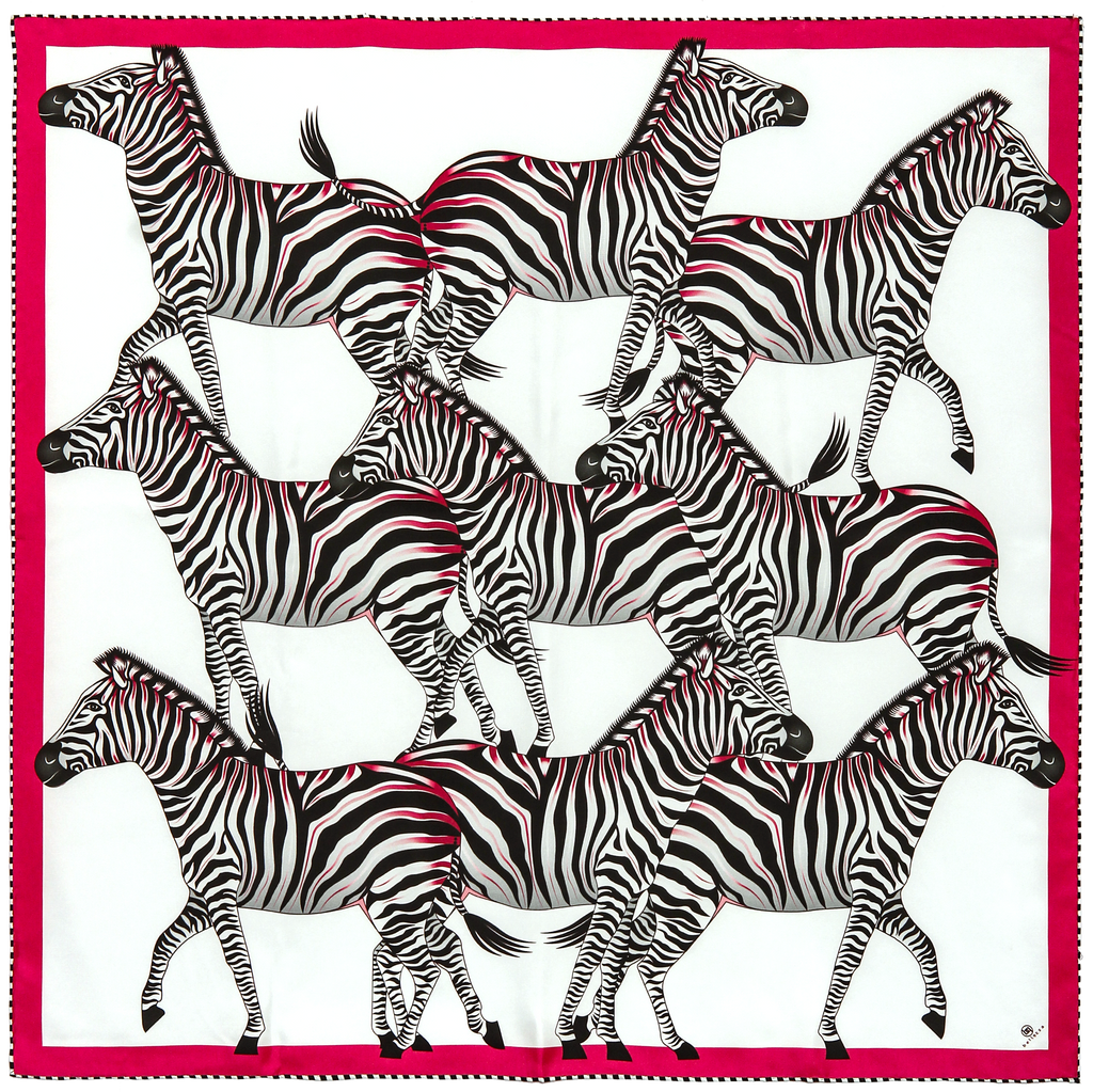 Brand New Bellezza Red & Pink Zebra Double Faced Silk Scarf Extra Large