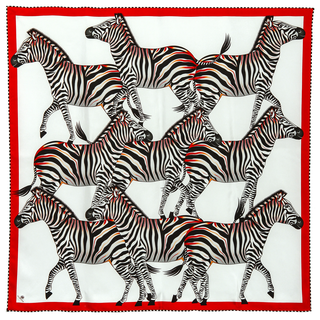 Brand New Bellezza Red & Pink Zebra Double Faced Silk Scarf Extra Large