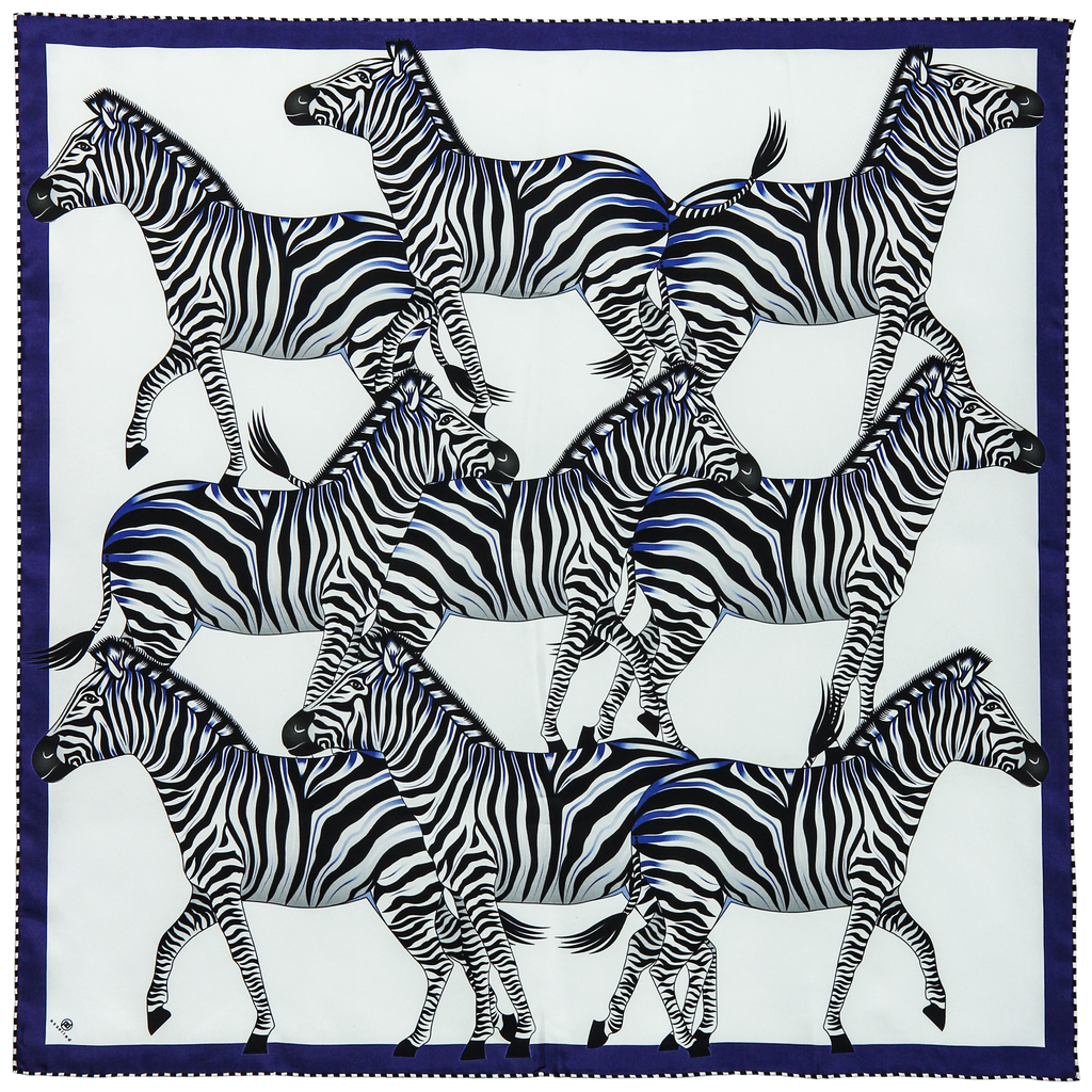 Brand New Bellezza Black & Purple Zebra Double Faced Silk Scarf