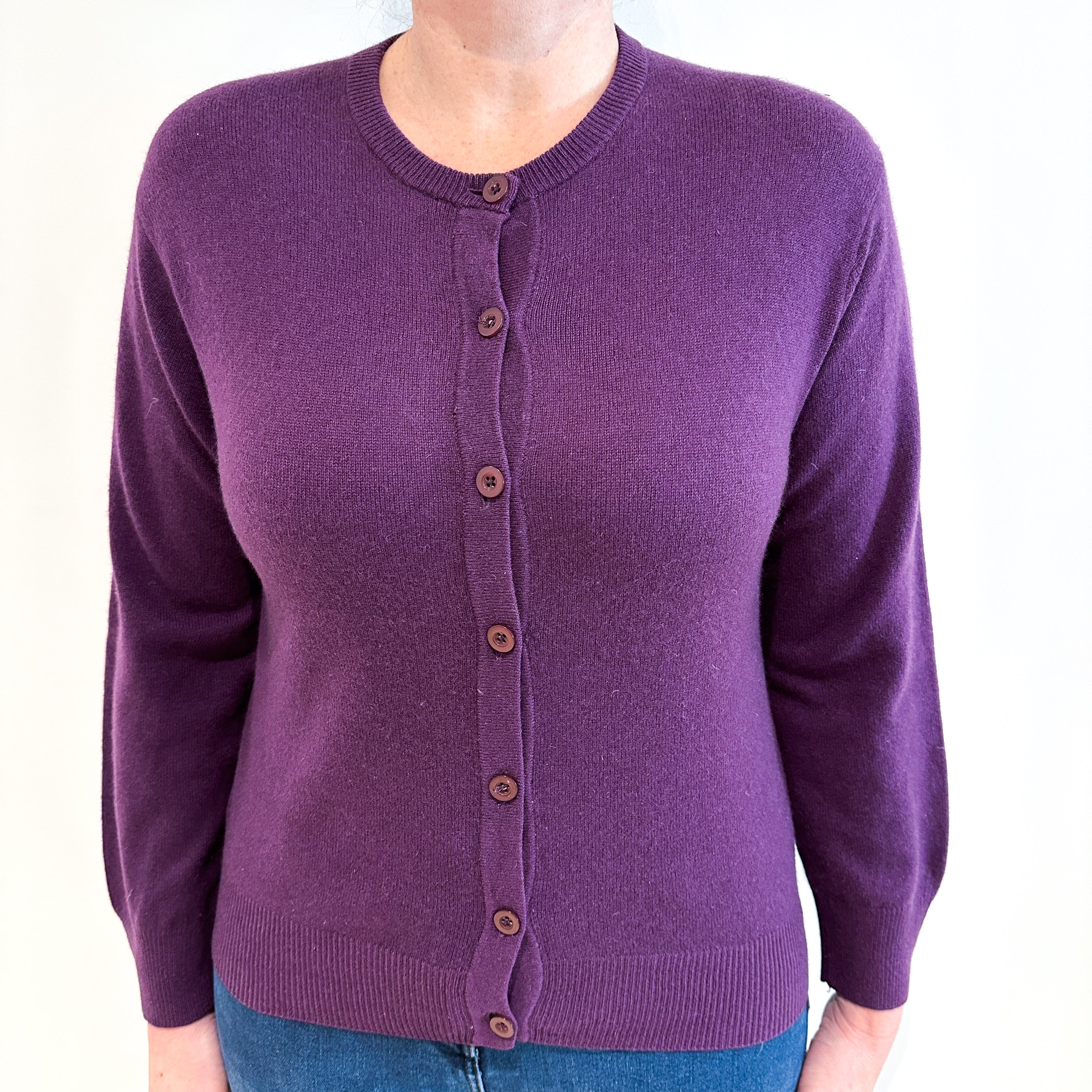 Grape Purple Cashmere Cardigan Large