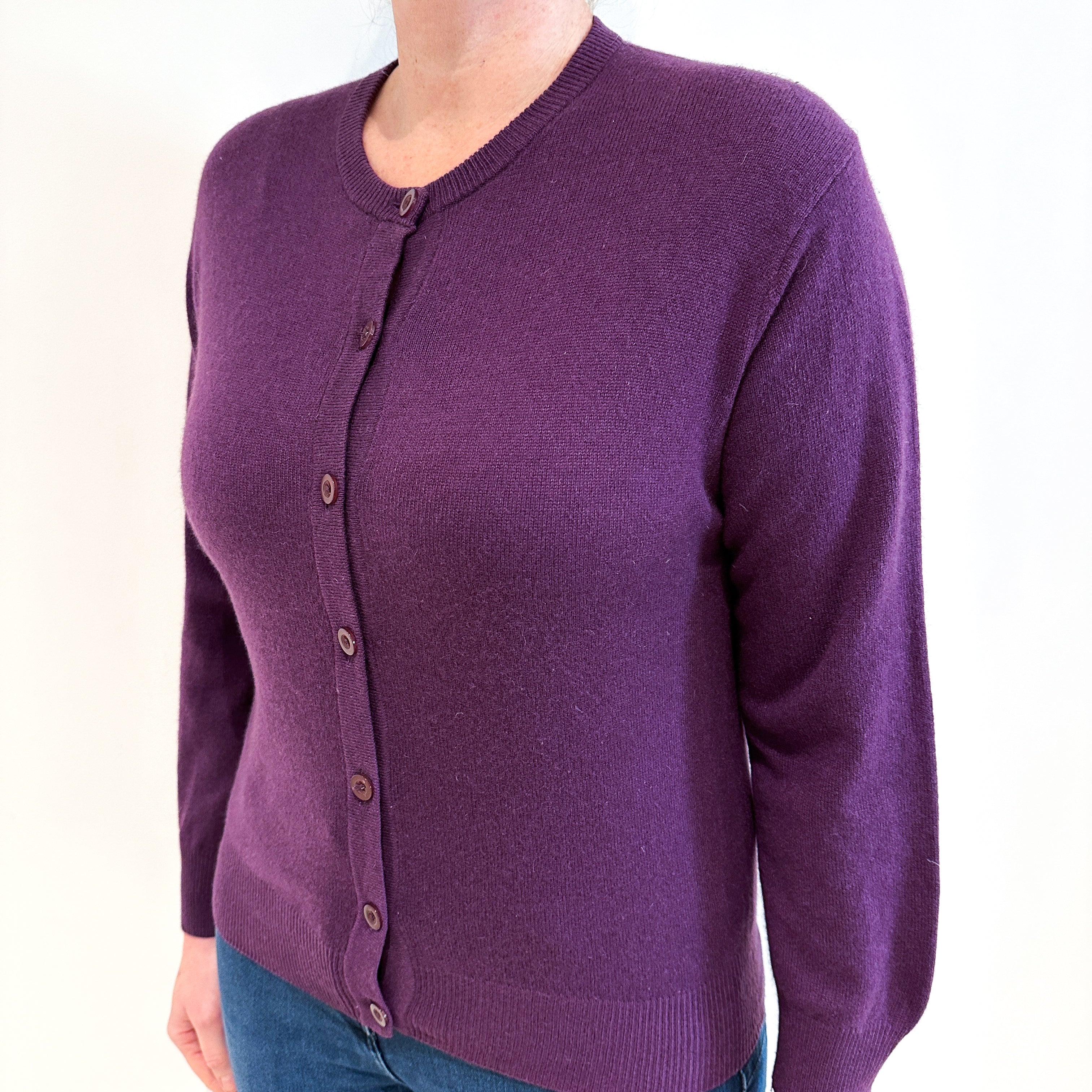 Grape Purple Cashmere Cardigan Large