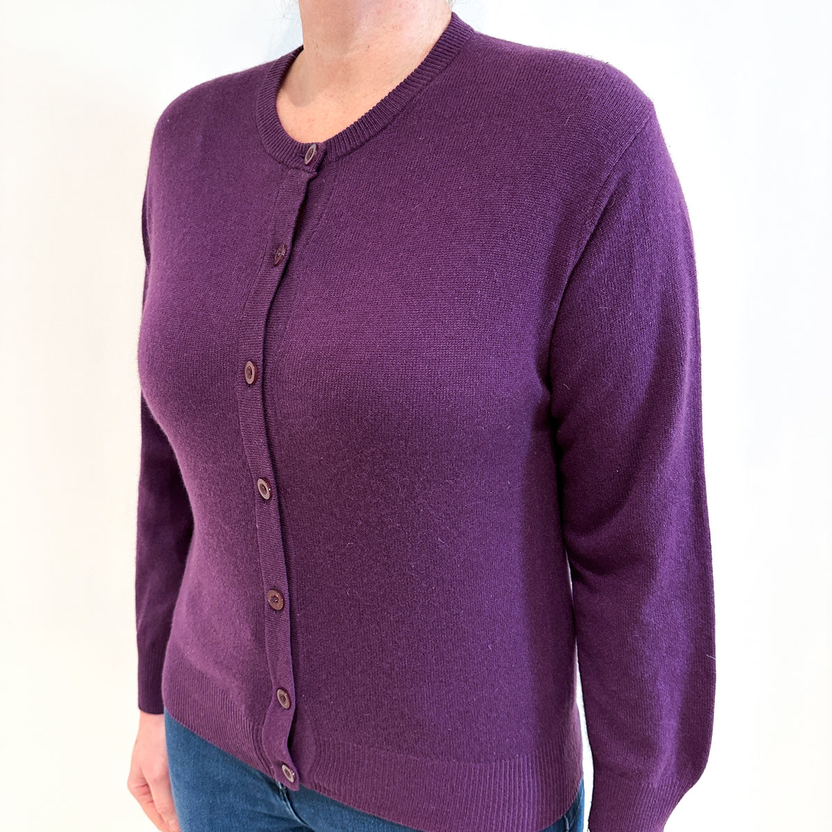 Grape Purple Cashmere Cardigan Large