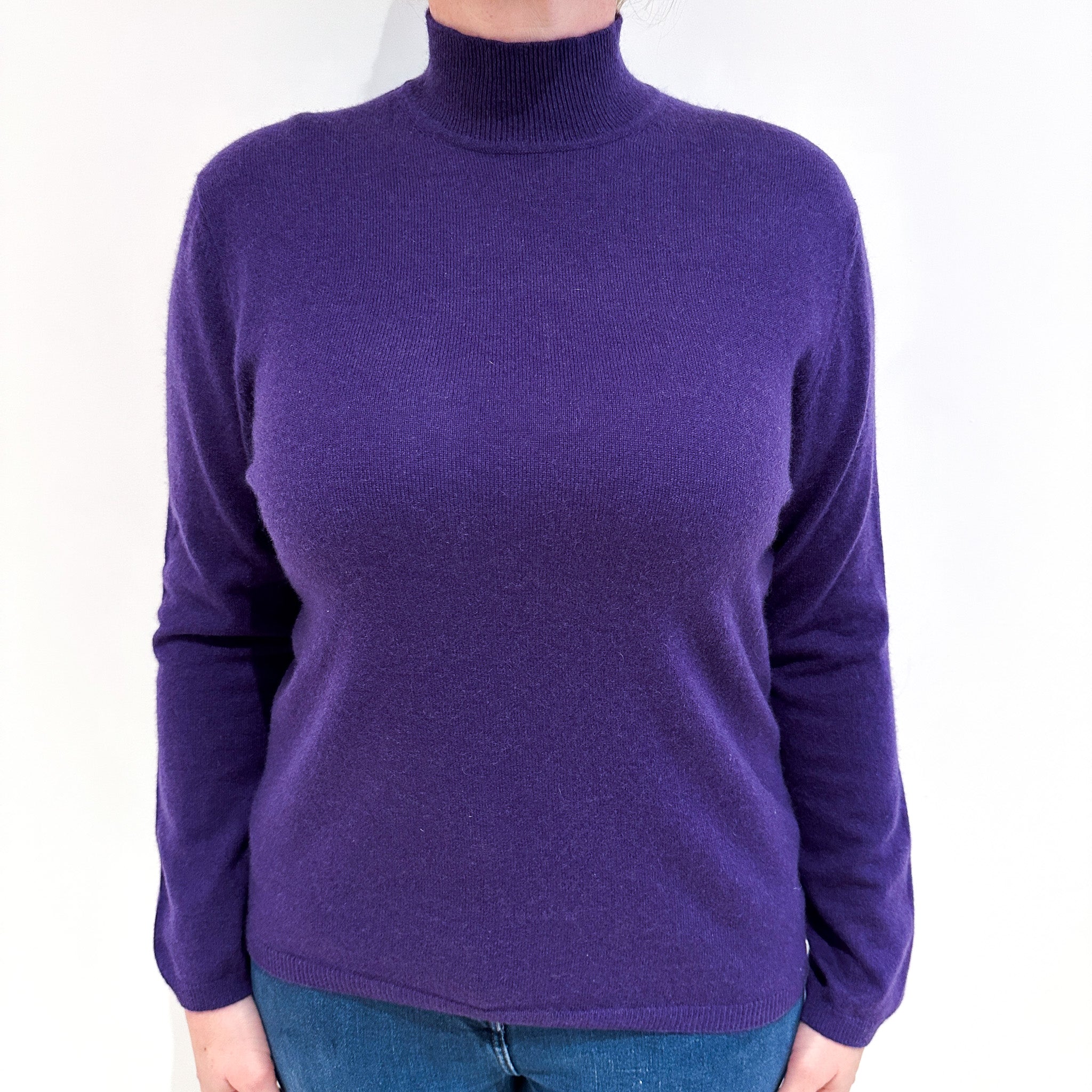 Pansy Purple Cashmere Turtle Neck Jumper Large
