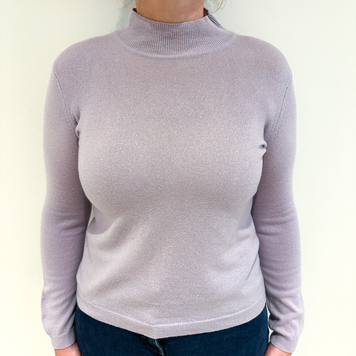 Pale Lavender Cashmere Turtle Neck Jumper Large