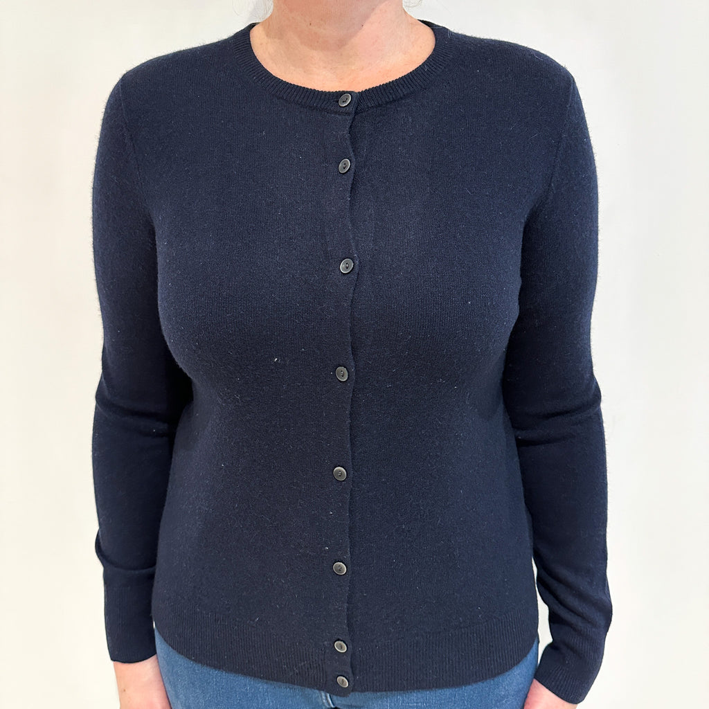 Navy Crew Cashmere Cardigan Large