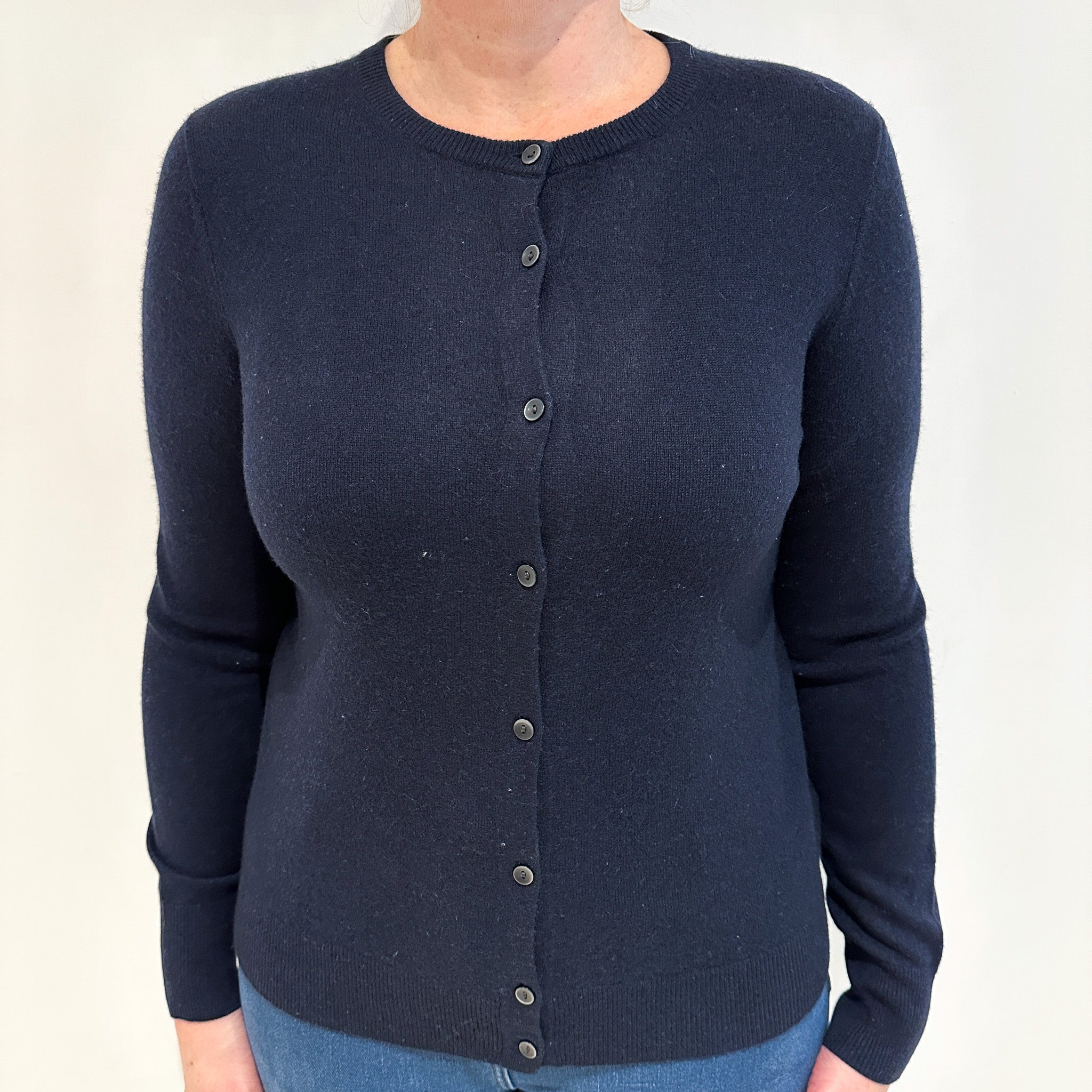 Navy Crew Cashmere Cardigan Large