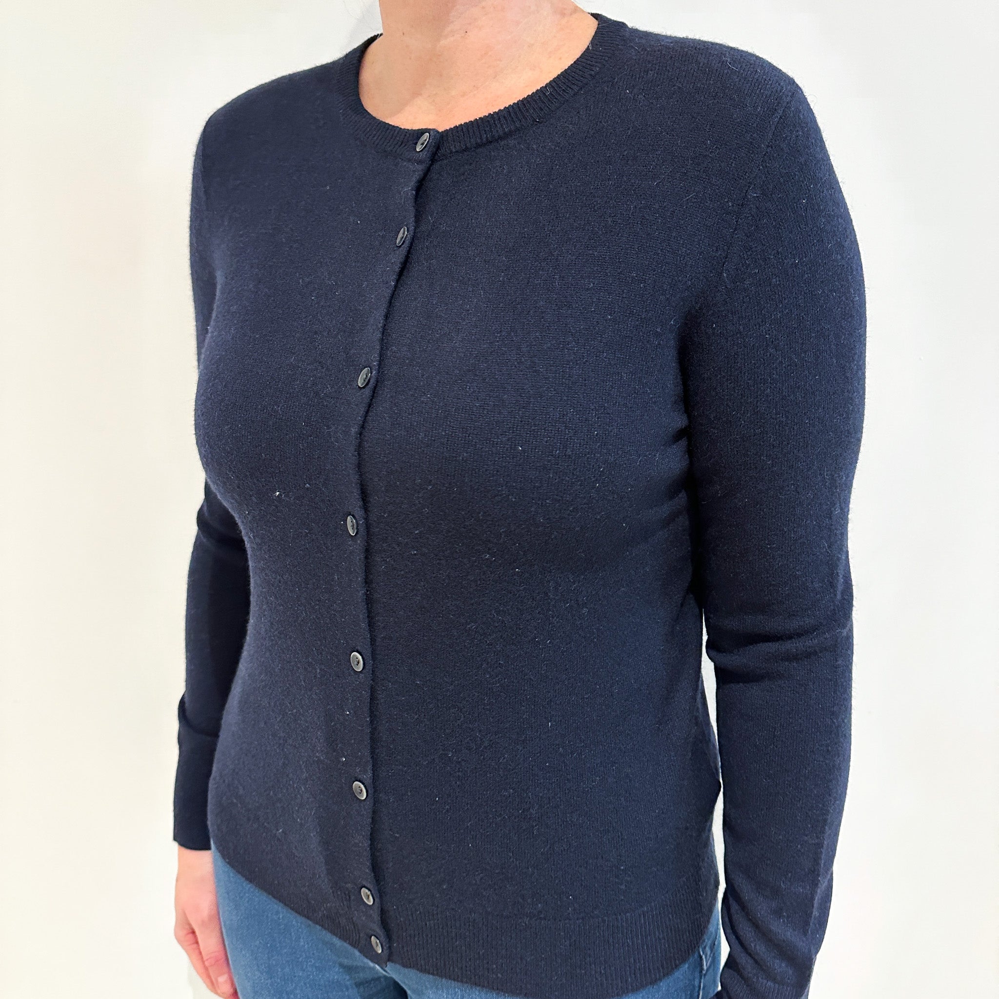 Navy Crew Cashmere Cardigan Large