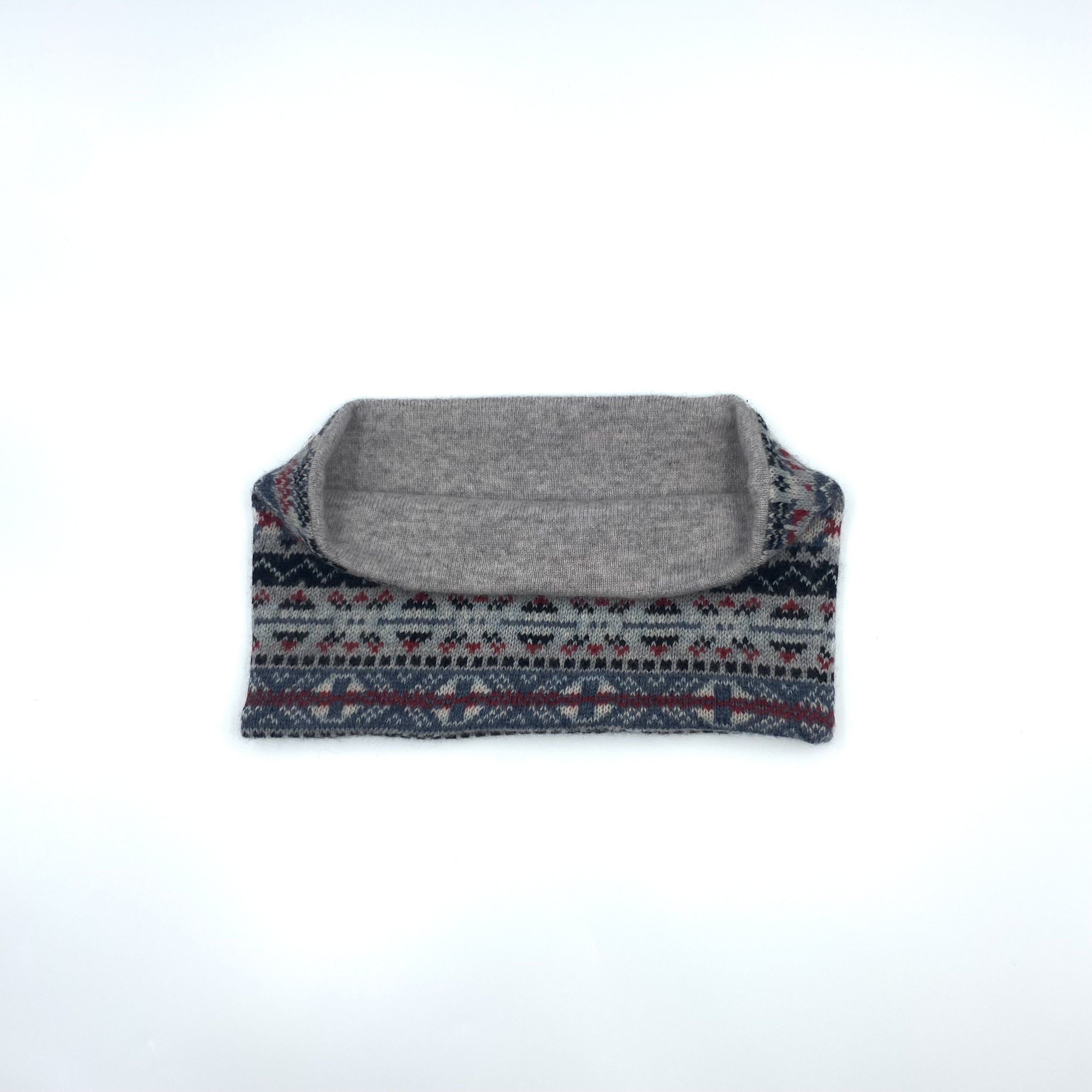 Grey, Red and Black Fair Isle Neck Warmer