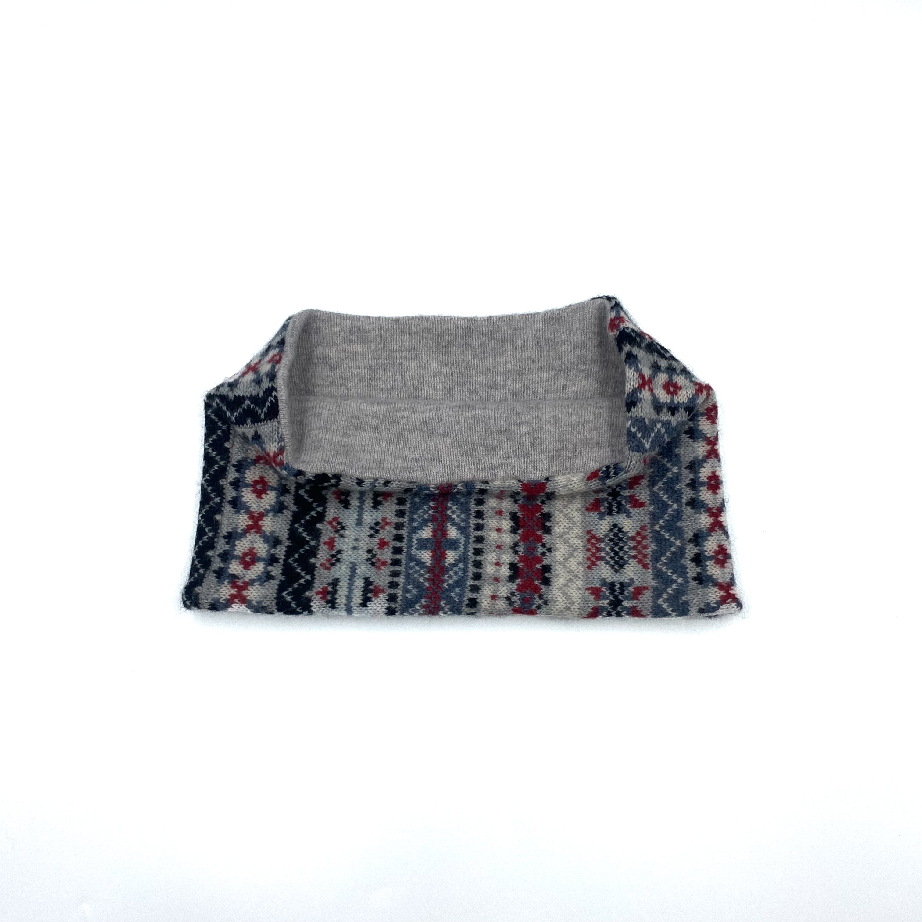 Grey, Red and Black Fair Isle Neck Warmer