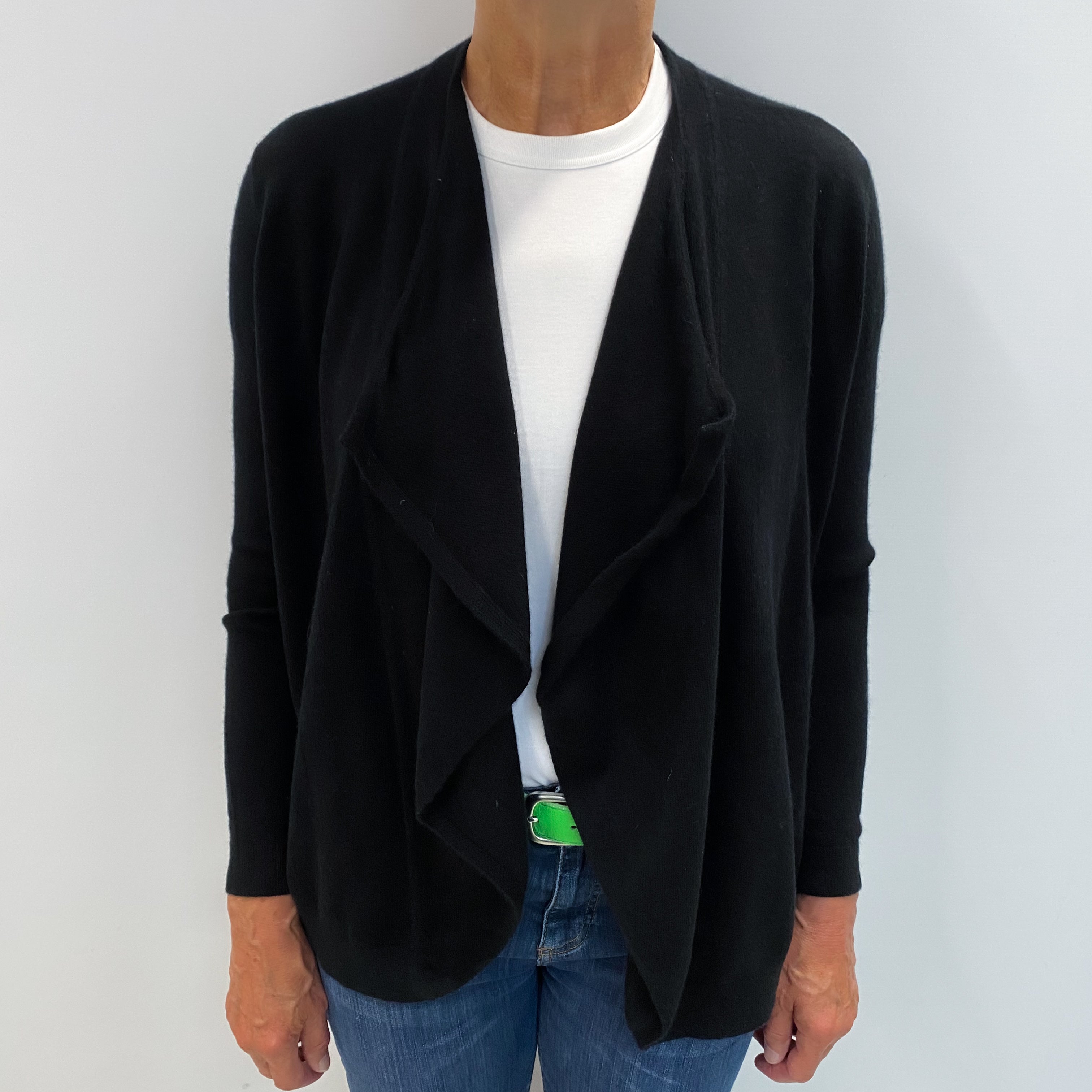 Black Cashmere Waterfall Cardigan Medium