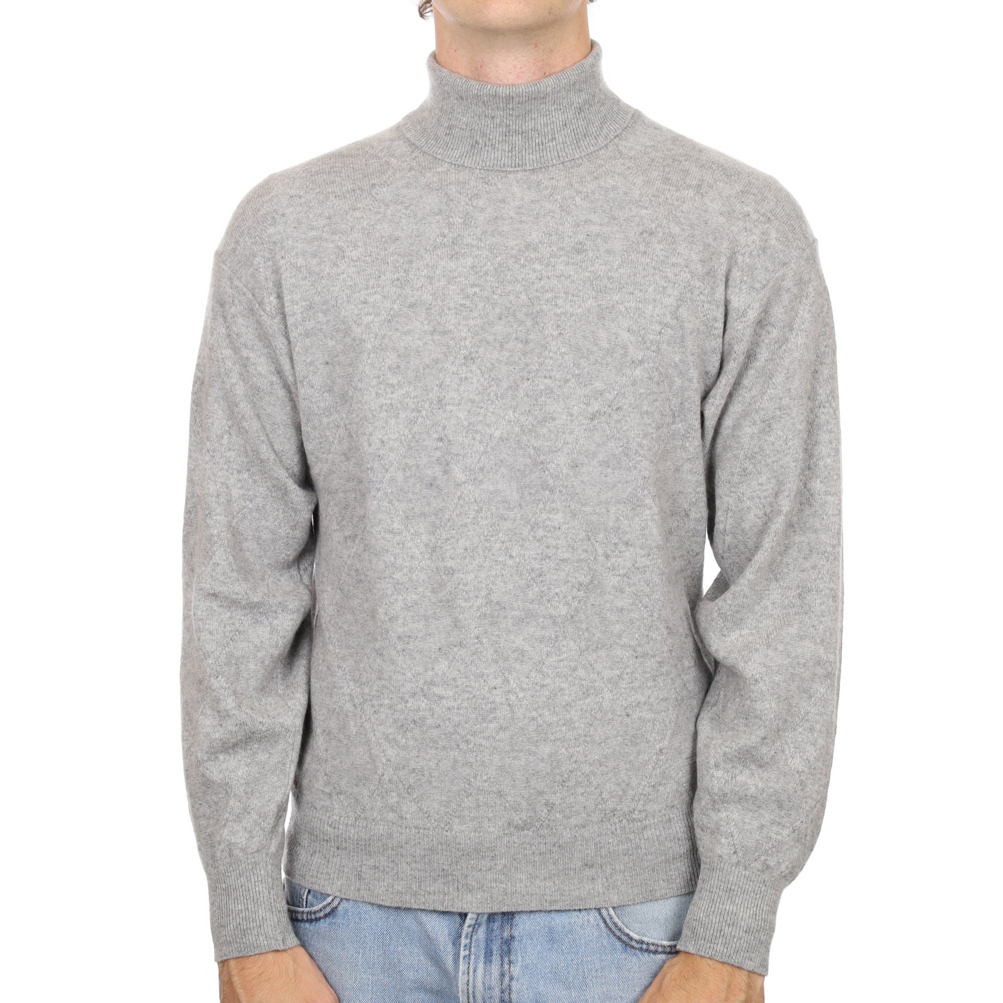 Men's Smoke Grey Cashmere Polo Neck Jumper Medium