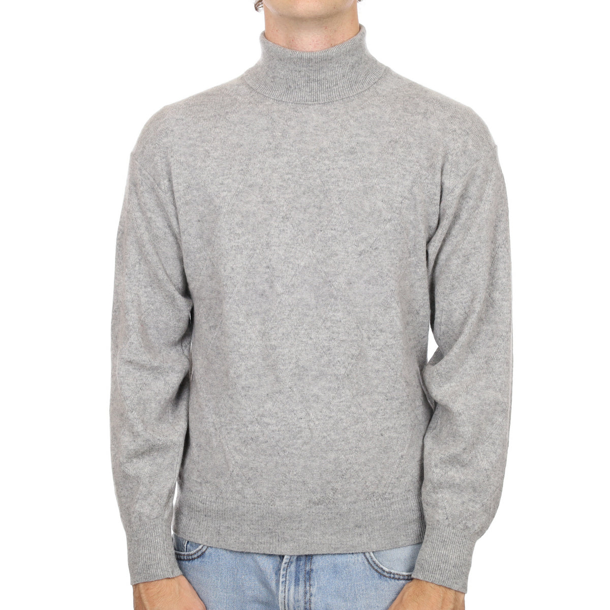 Men's Smoke Grey Cashmere Polo Neck Jumper Medium