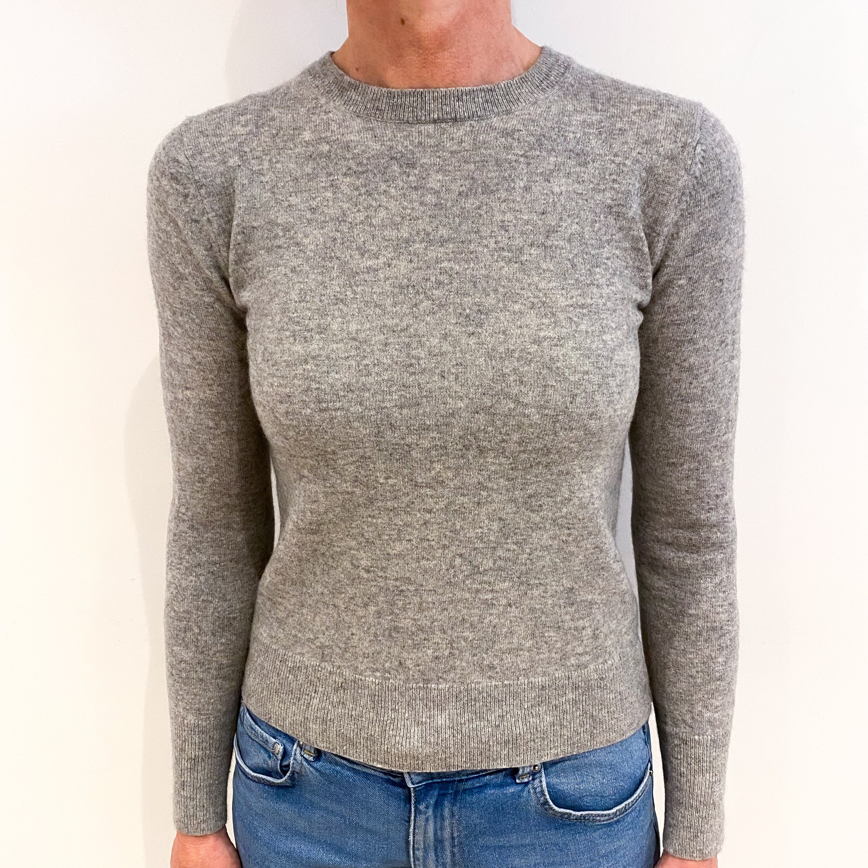 Smoke Grey Cashmere Crew Neck Jumper Small