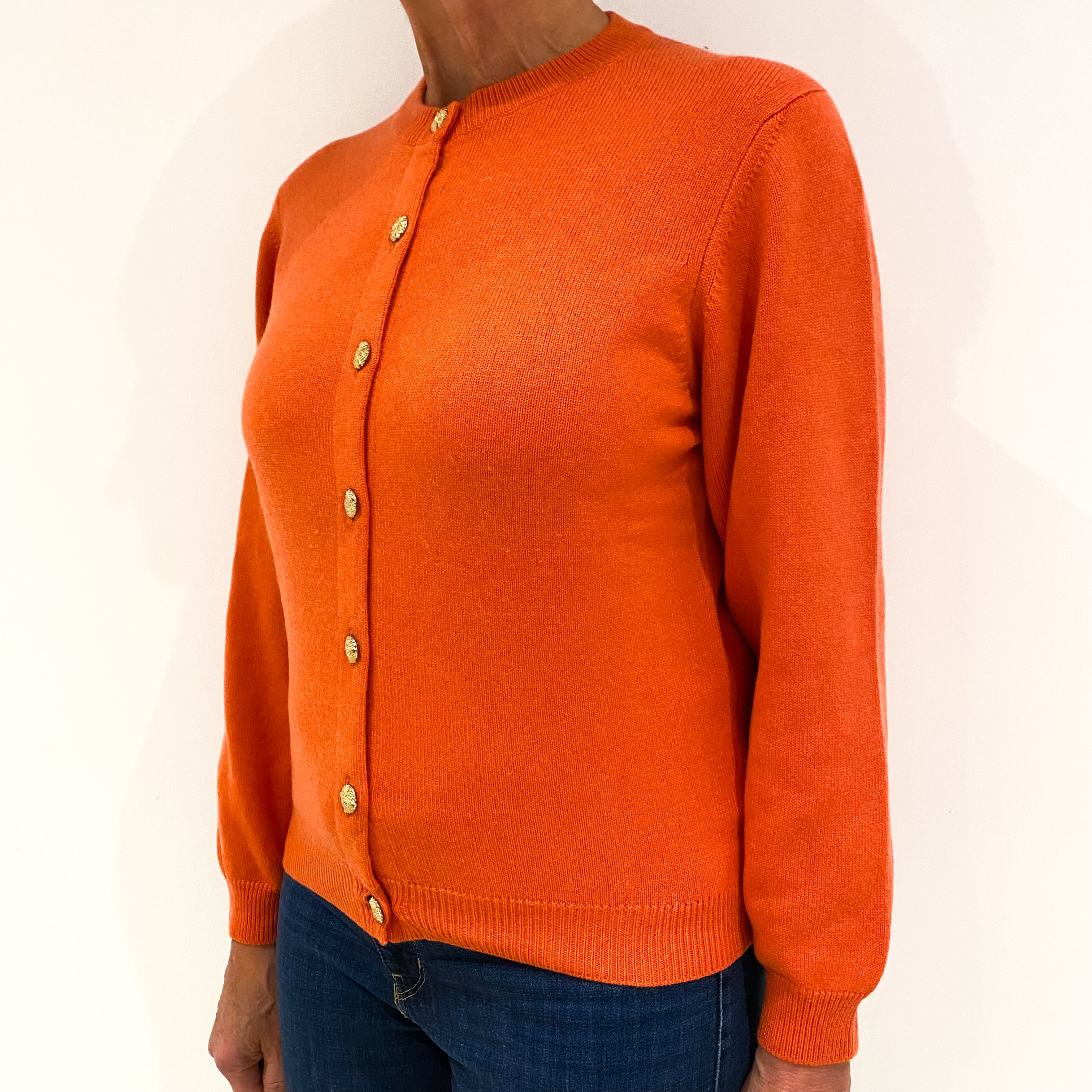 Scottish Vintage Crab Orange Cashmere Cardigan Medium