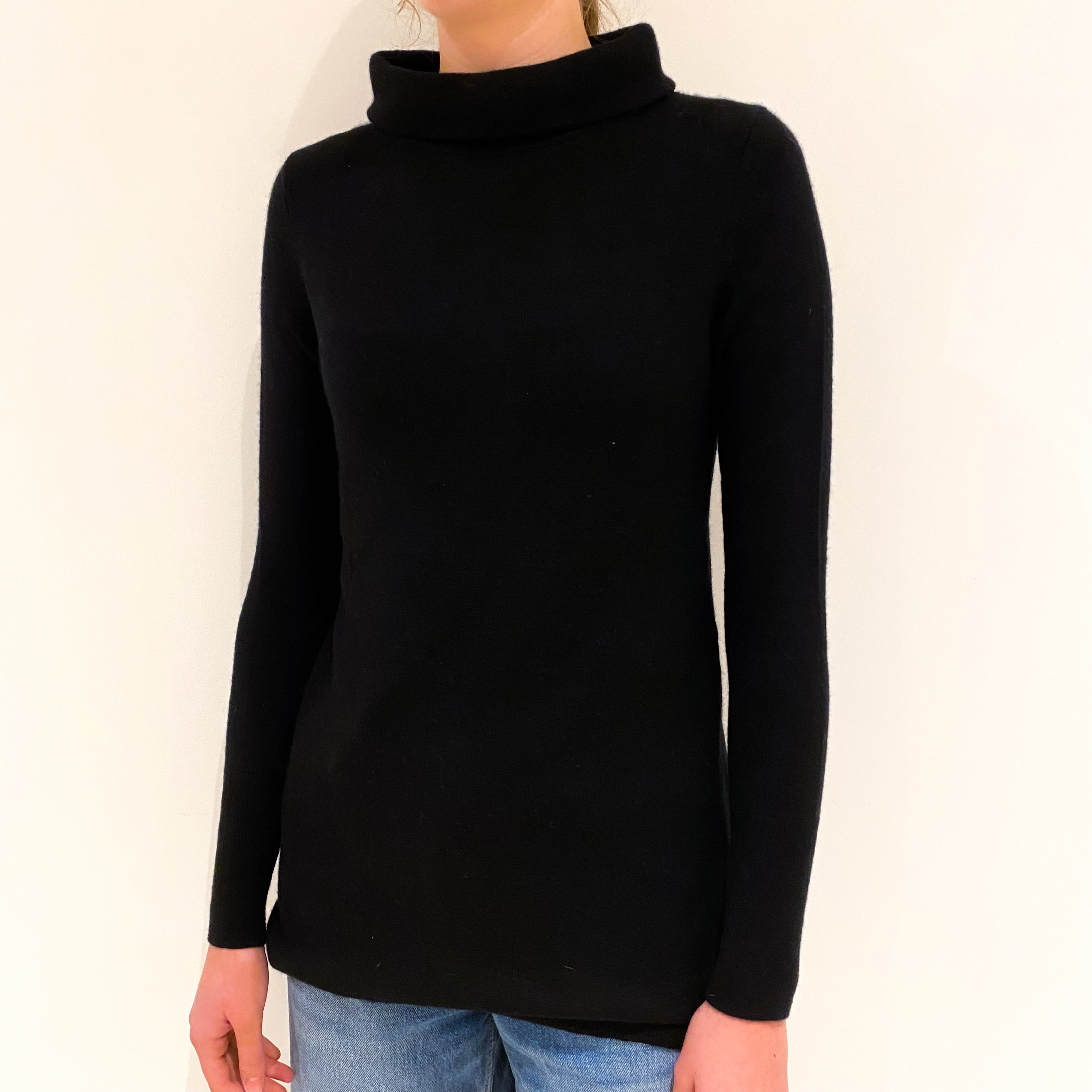 Black Cashmere Funnel Neck Jumper Extra Small