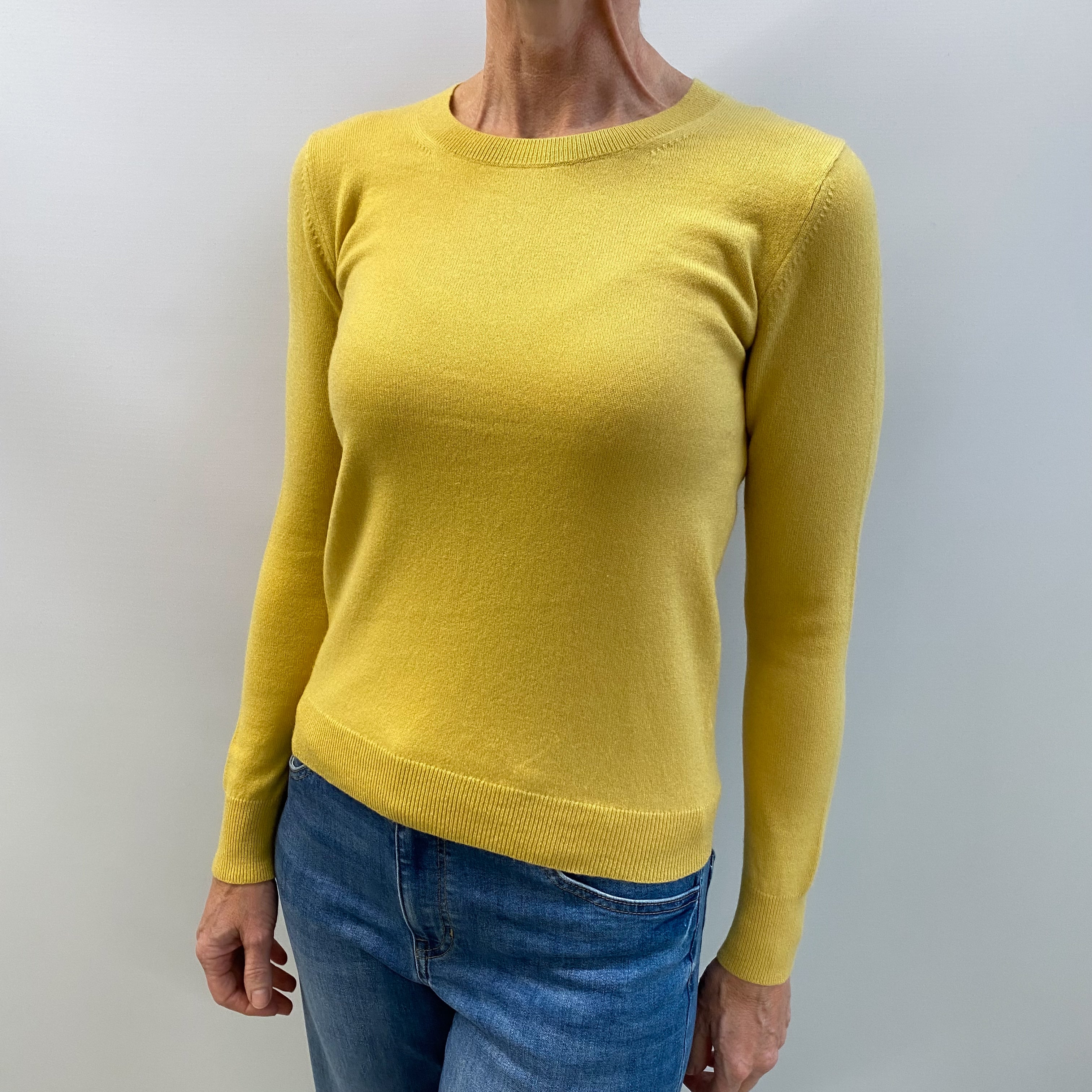 Sunflower Yellow Cashmere Crew Neck Jumper Small
