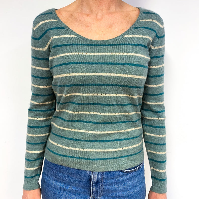 Muted Khaki Green Cashmere Crew Neck Jumper Medium