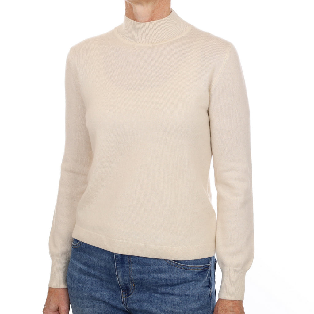 Vanilla Cream Cashmere Turtle Neck Jumper Small