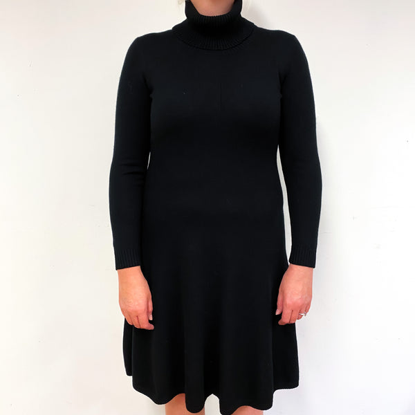 Black Cashmere Polo Neck Dress Large/Petite