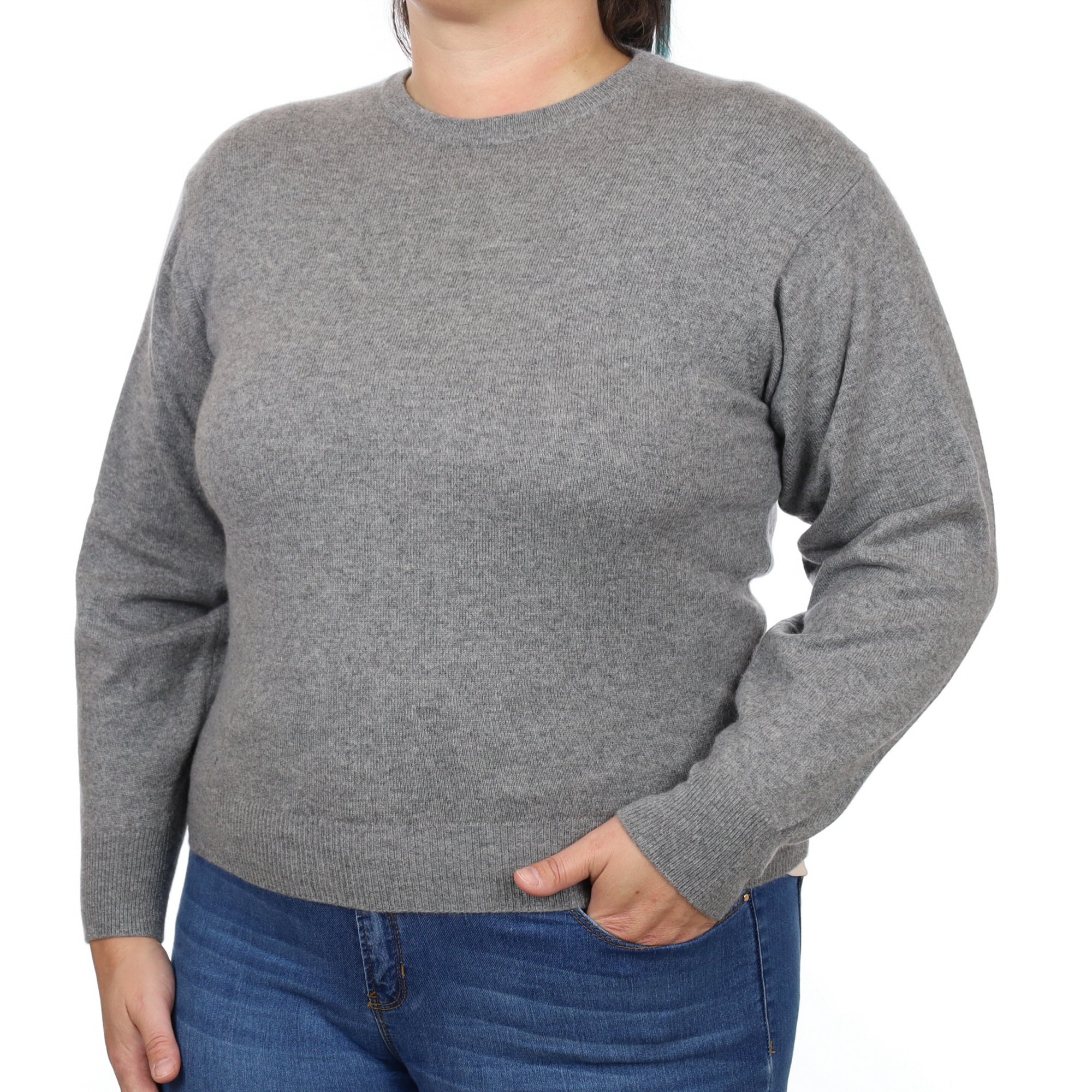 Ash Grey Cashmere Crew Neck Jumper Large