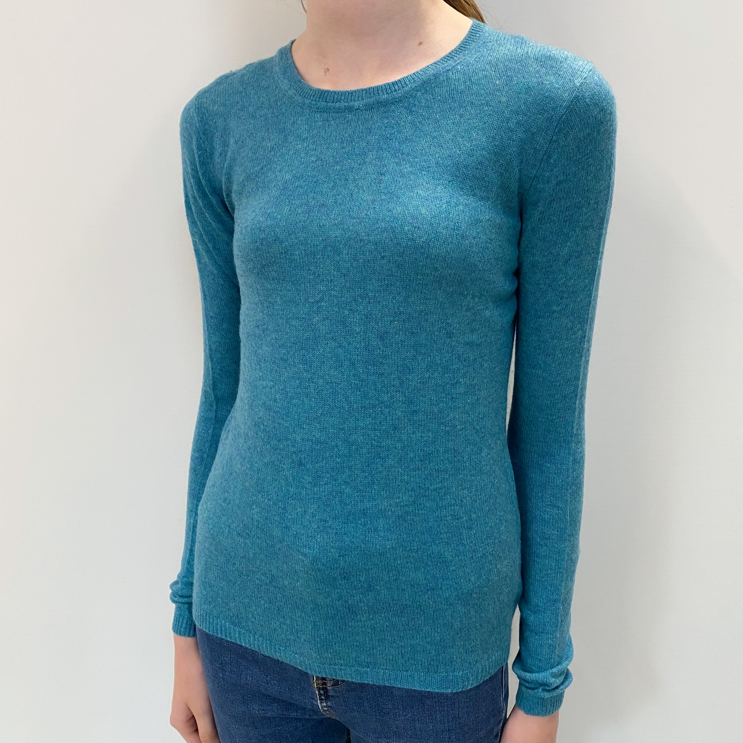 Aqua Blue Cashmere Crew Neck Jumper Extra Small