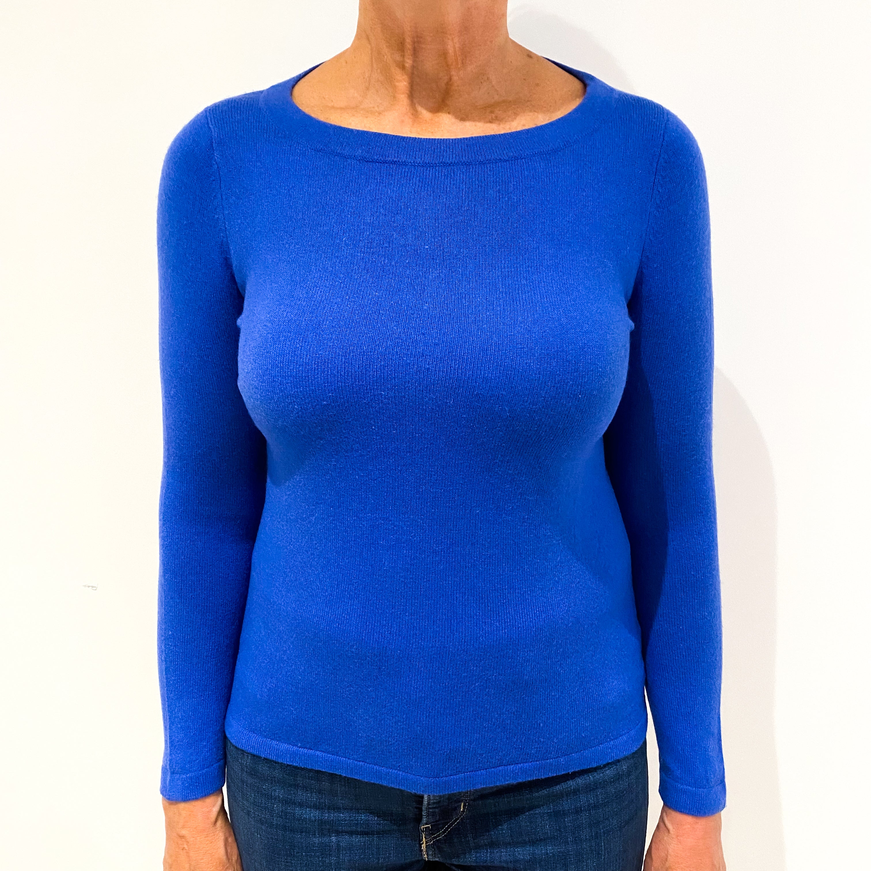 Tanzanite Blue Cashmere Crew Neck Jumper Medium