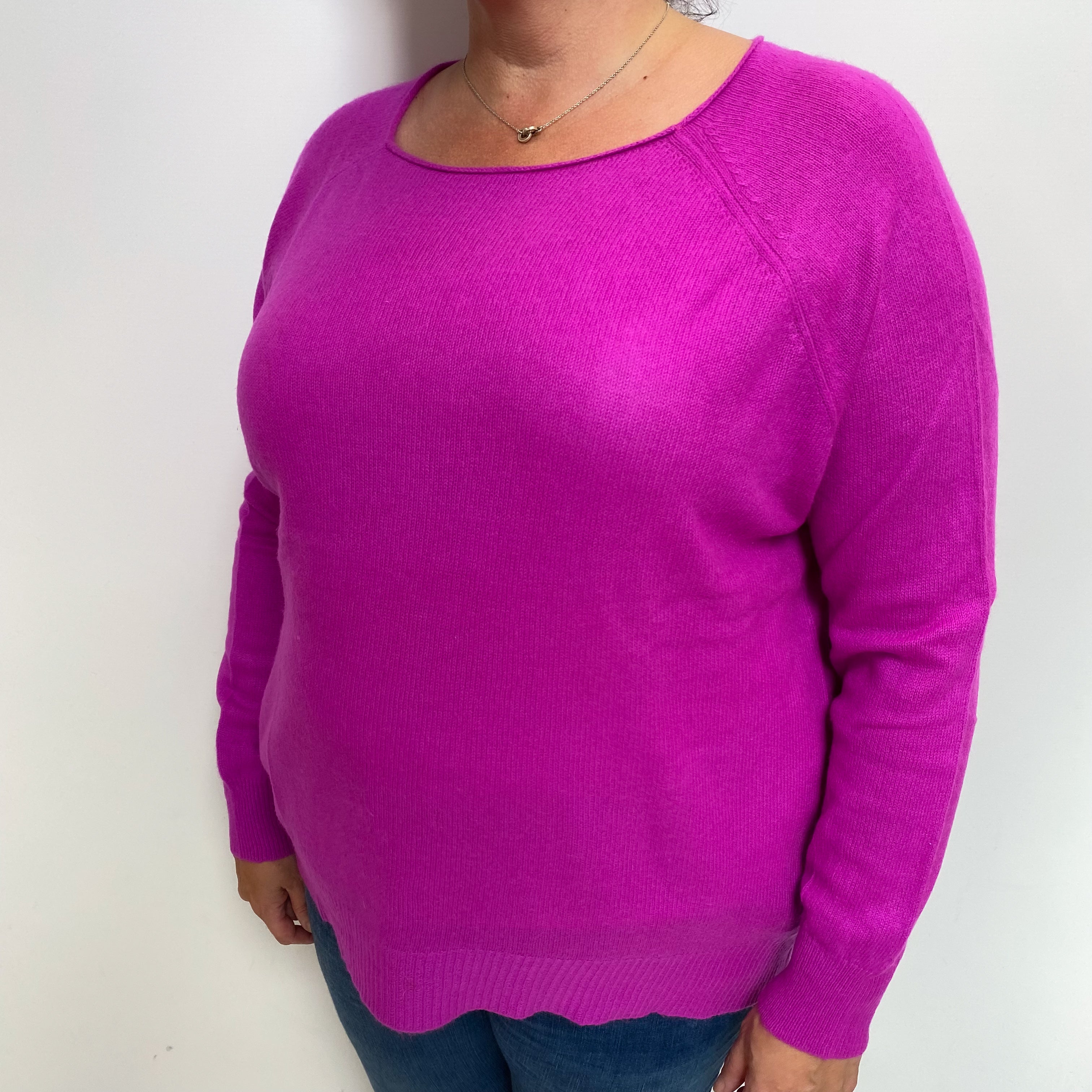 Magenta Purple Cashmere Crew Neck Jumper Extra Large