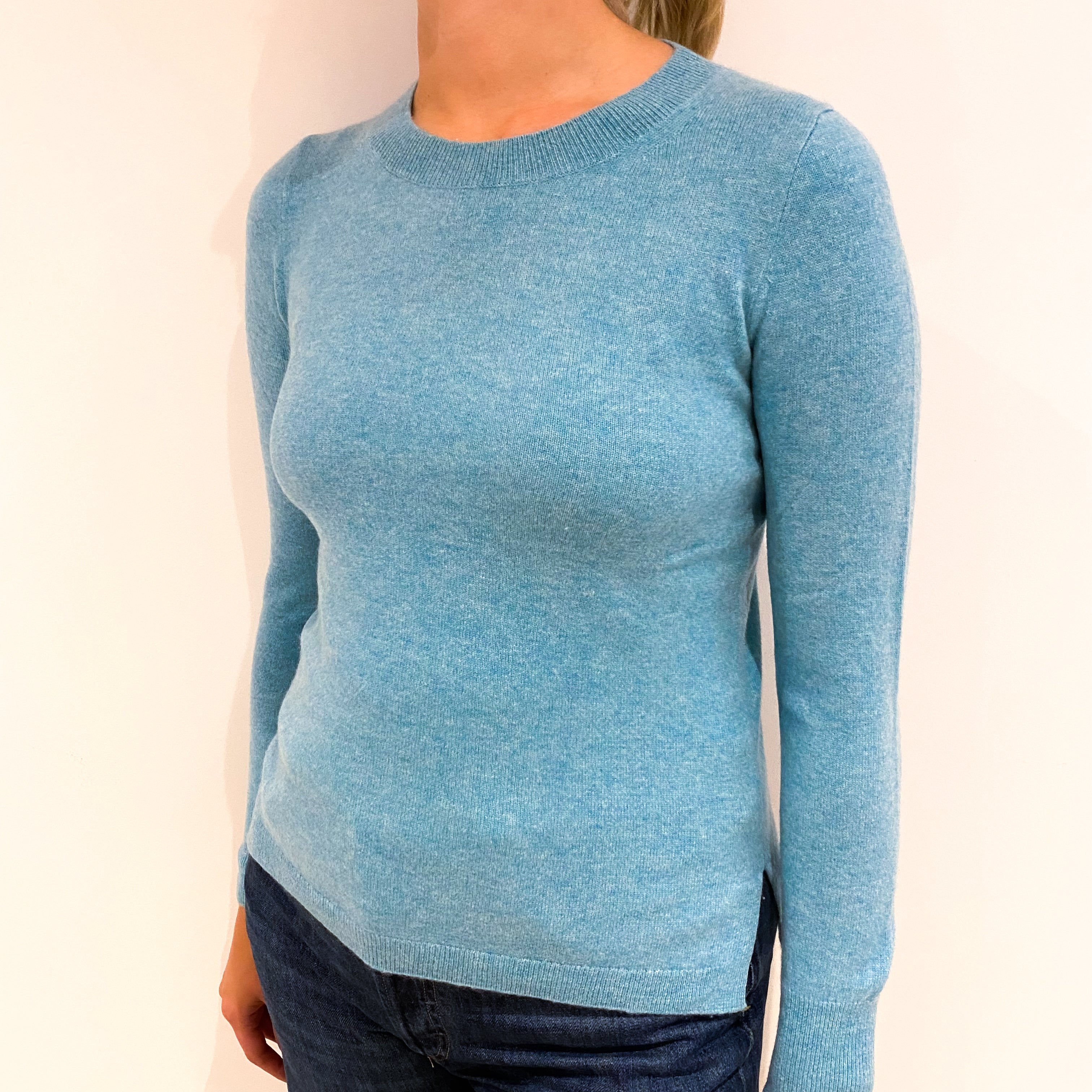 Aqua Green Cashmere Crew Neck Jumper Small