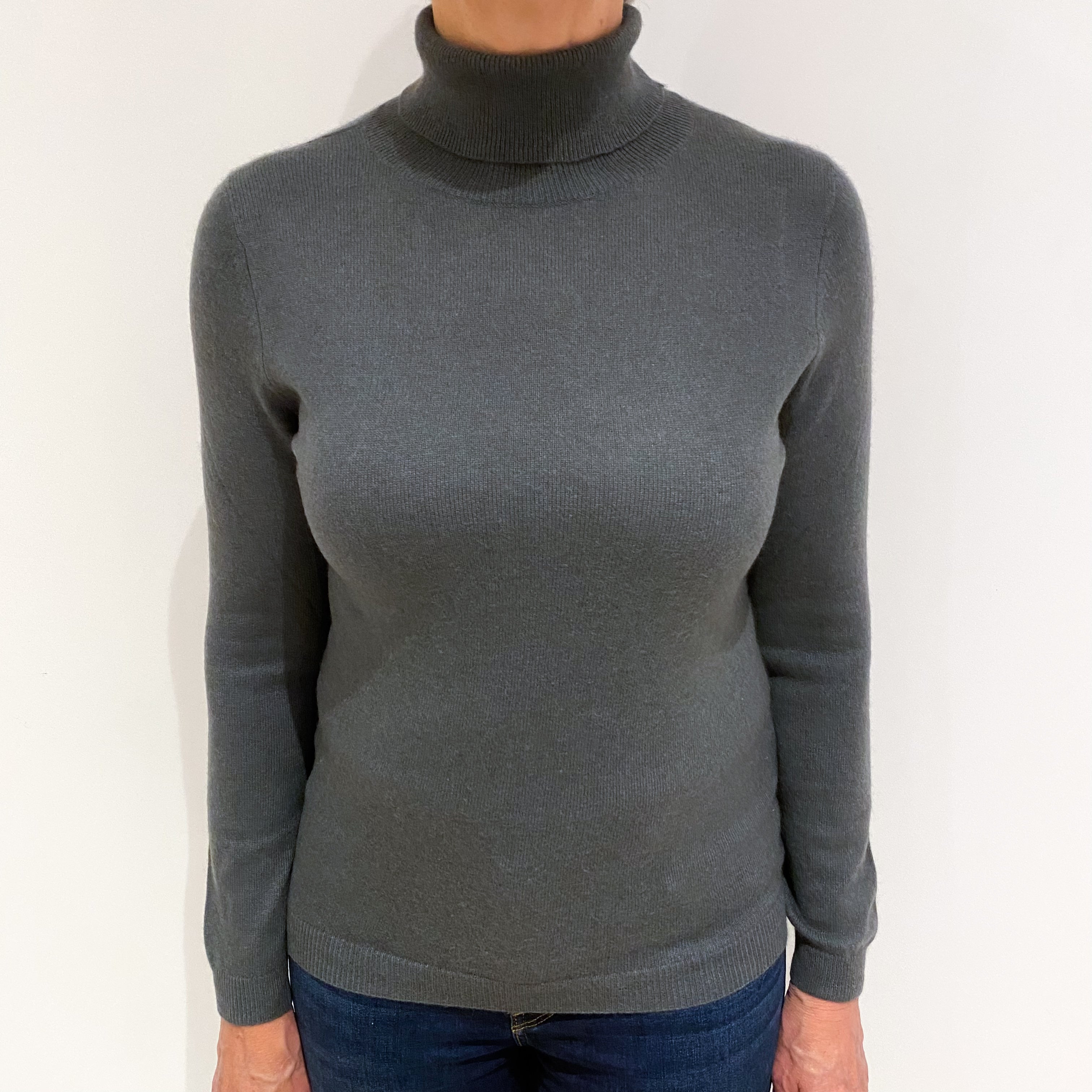 Donkey Grey Cashmere Polo Neck Jumper Medium