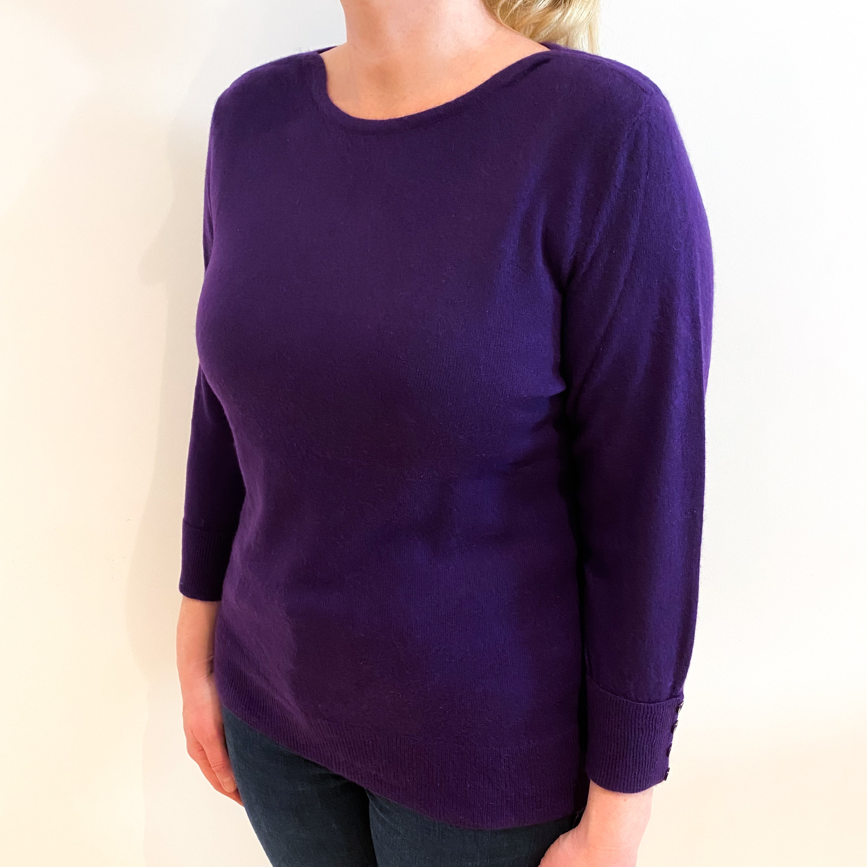 Iris Purple Cashmere Boat Neck Jumper Large