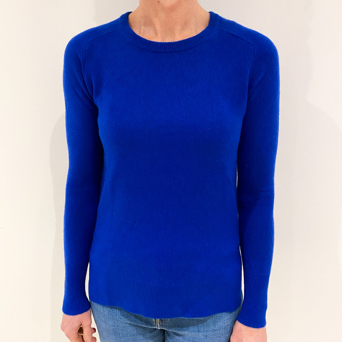 Cobalt Blue Cashmere Crew Neck Jumper Small