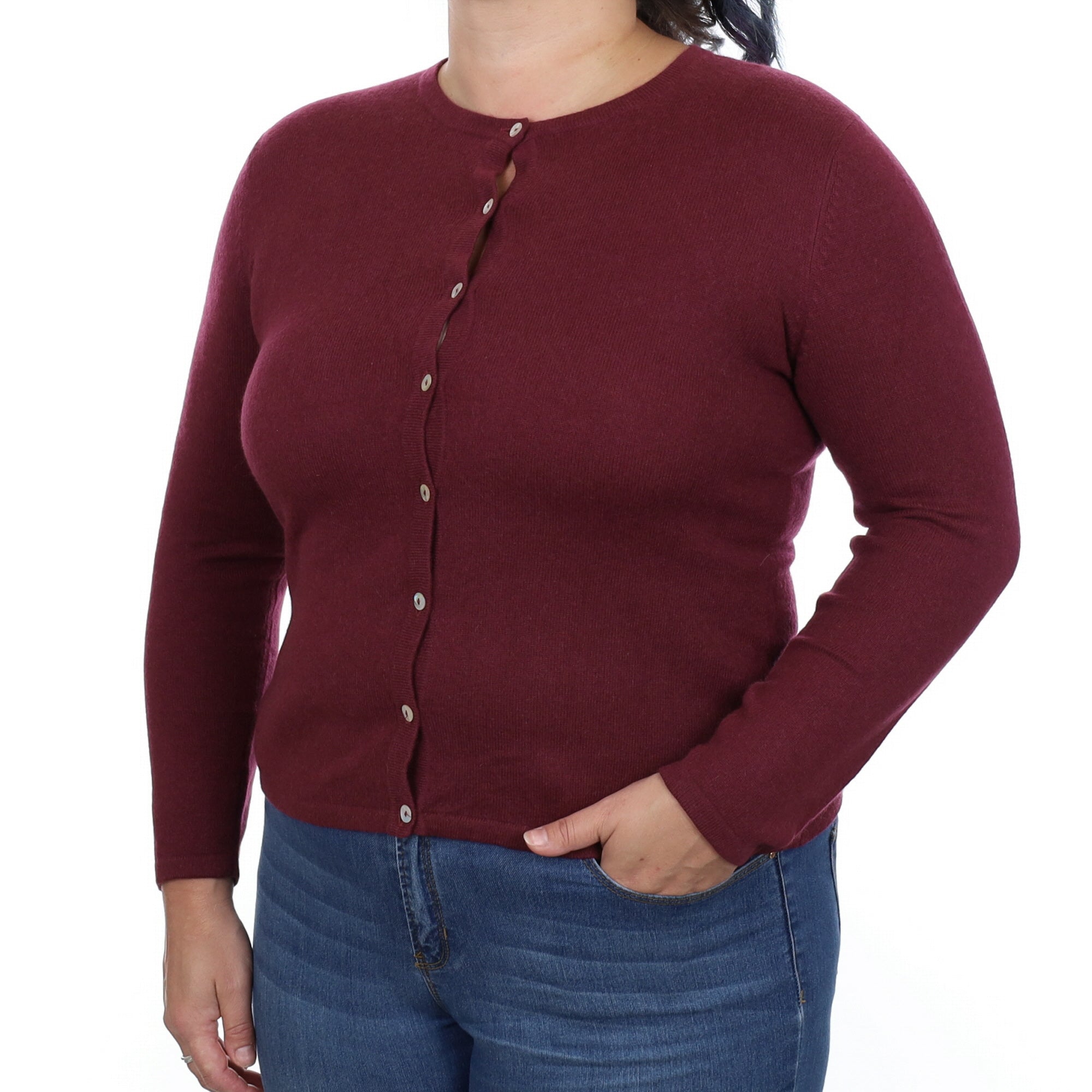 Mulberry Purple Cashmere Crew Neck Cardigan Large