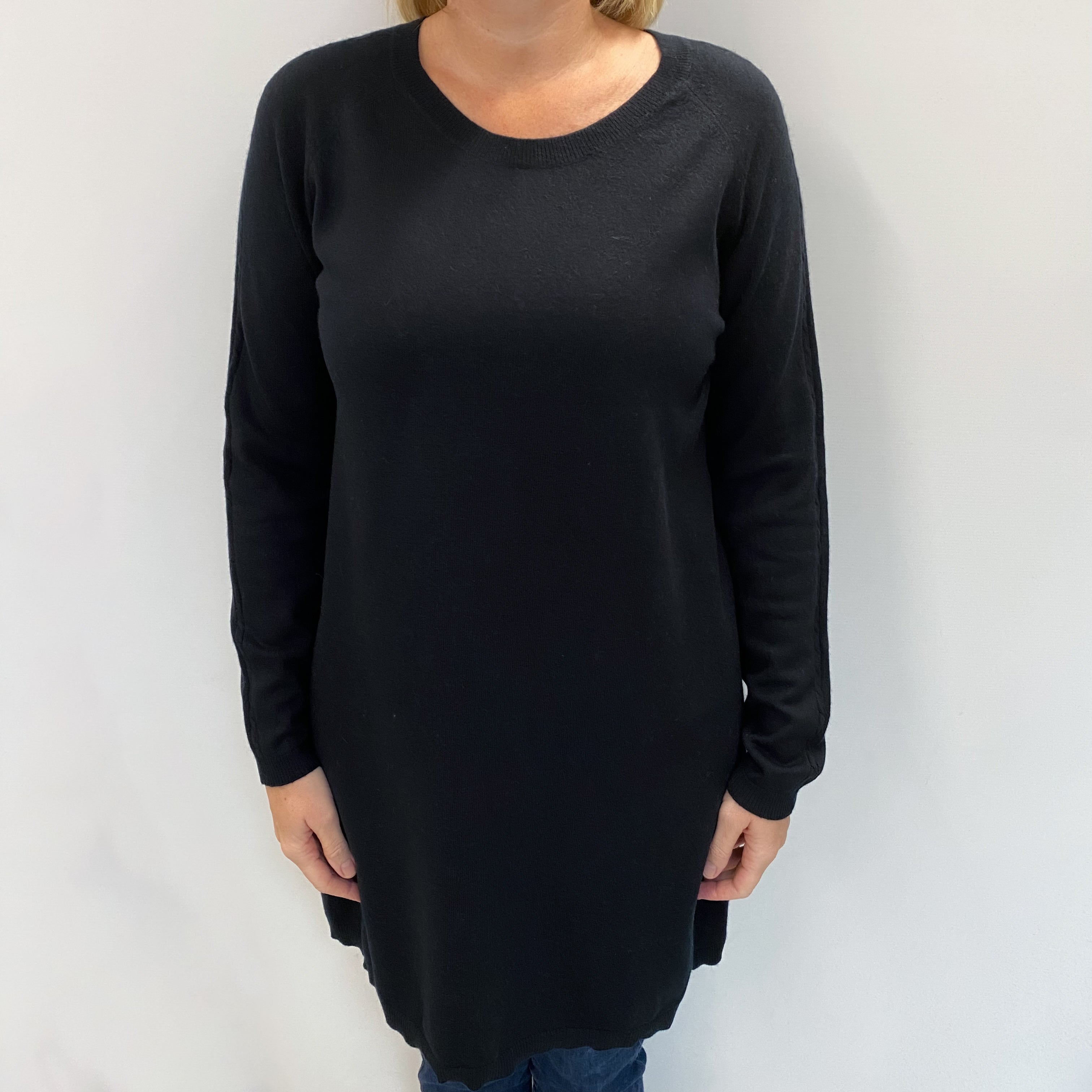 Black Cashmere Crew Neck Jumper Large