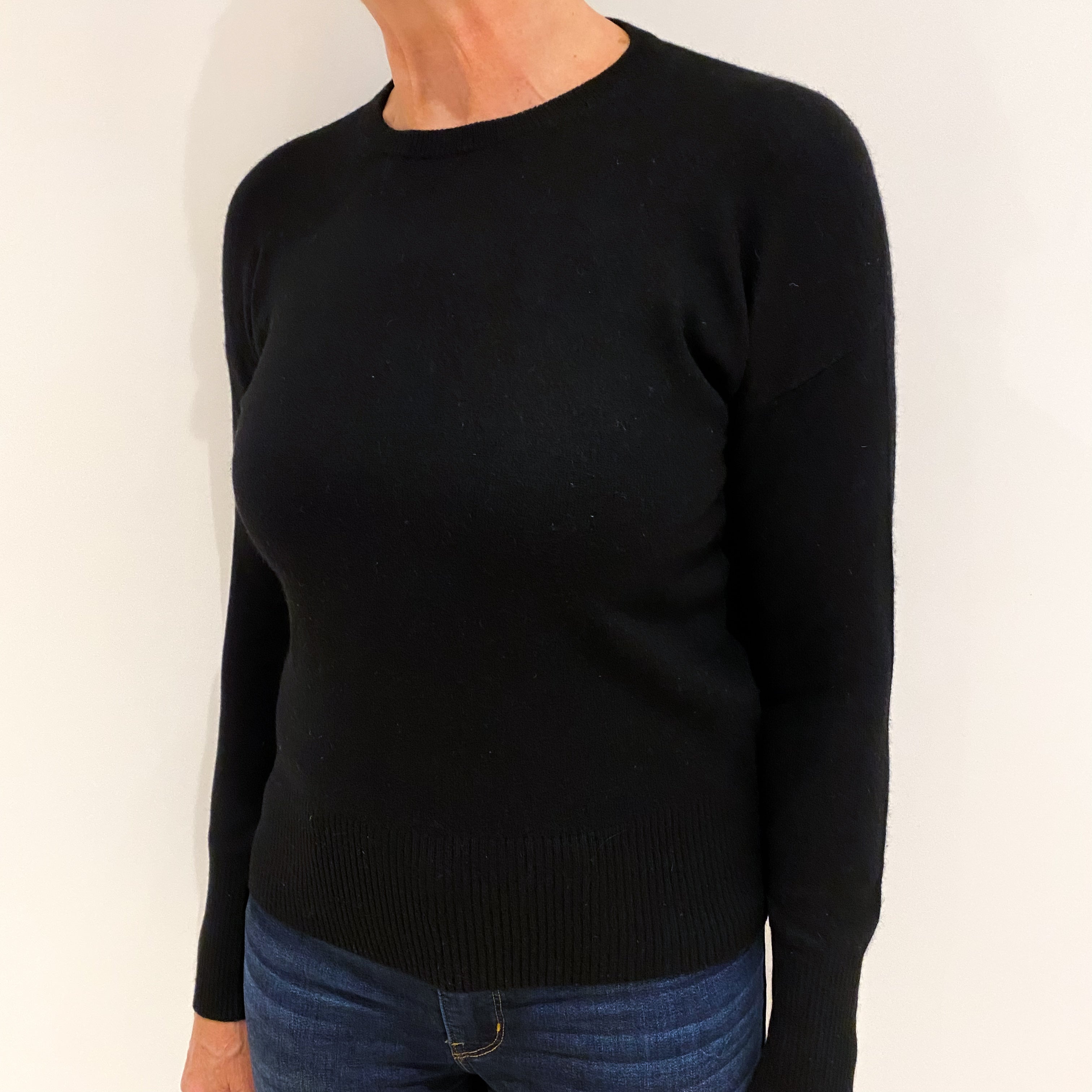 Black Cashmere Crew Neck Jumper Medium