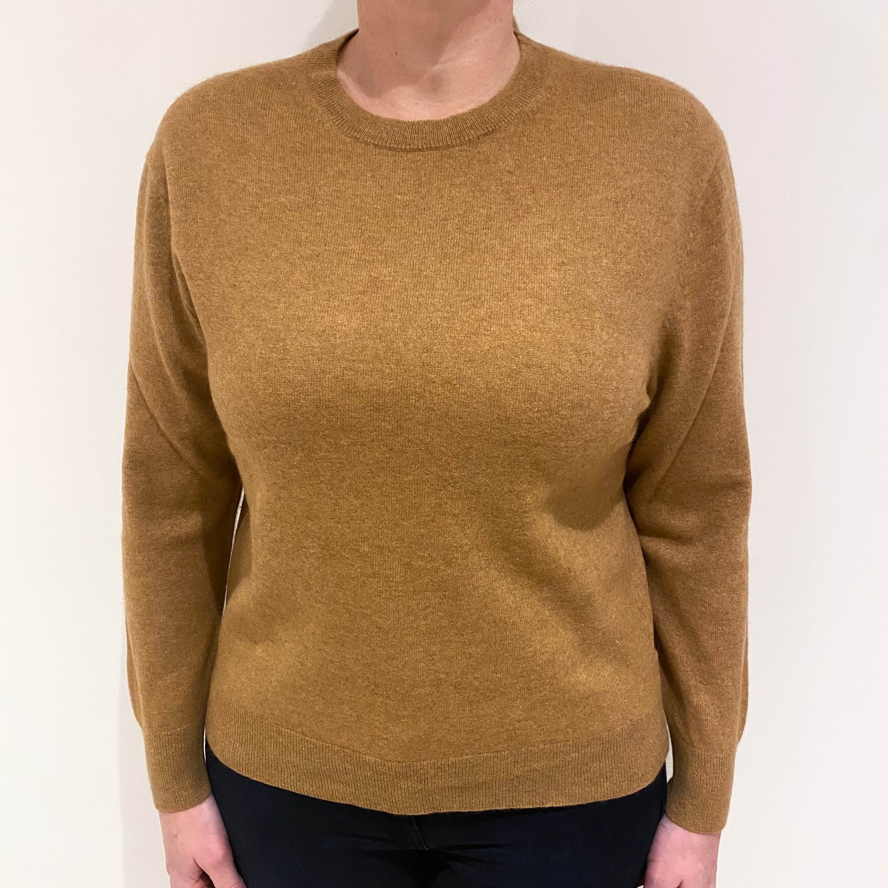 Butterscotch Brown Cashmere Crew Neck Jumper Large