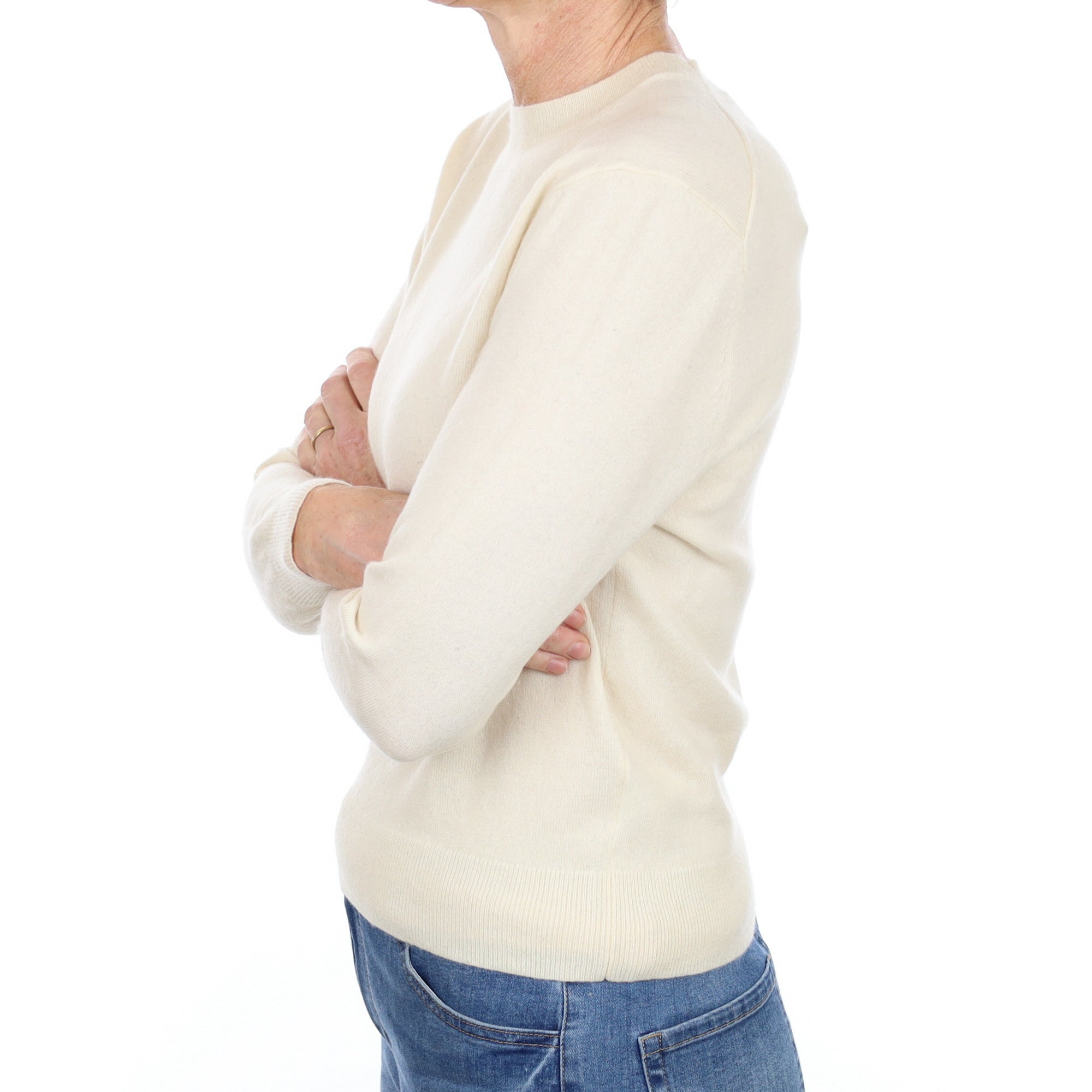 Vanilla Cream Cashmere Crew Neck Jumper Small
