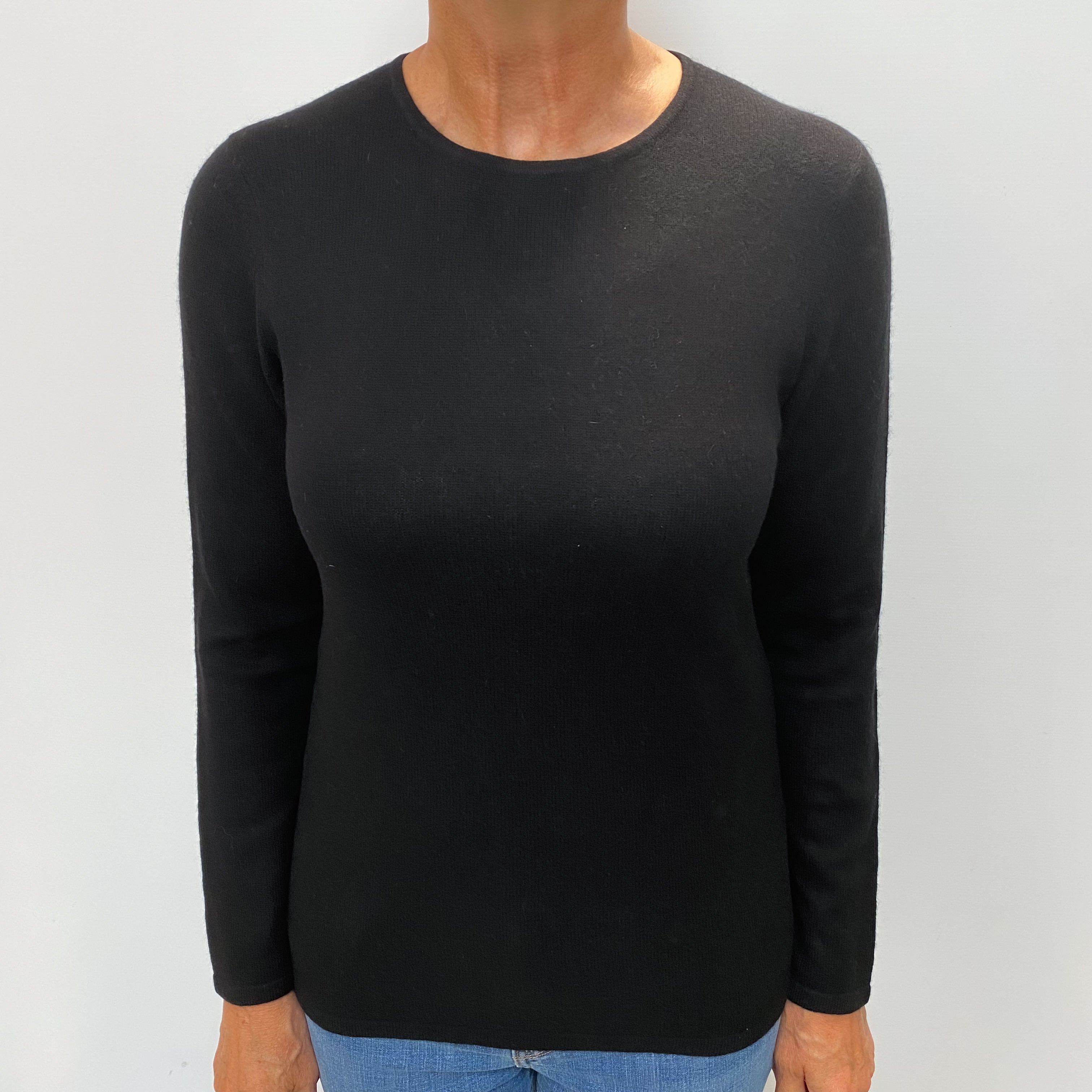 Black Cashmere Crew Neck Jumper Medium