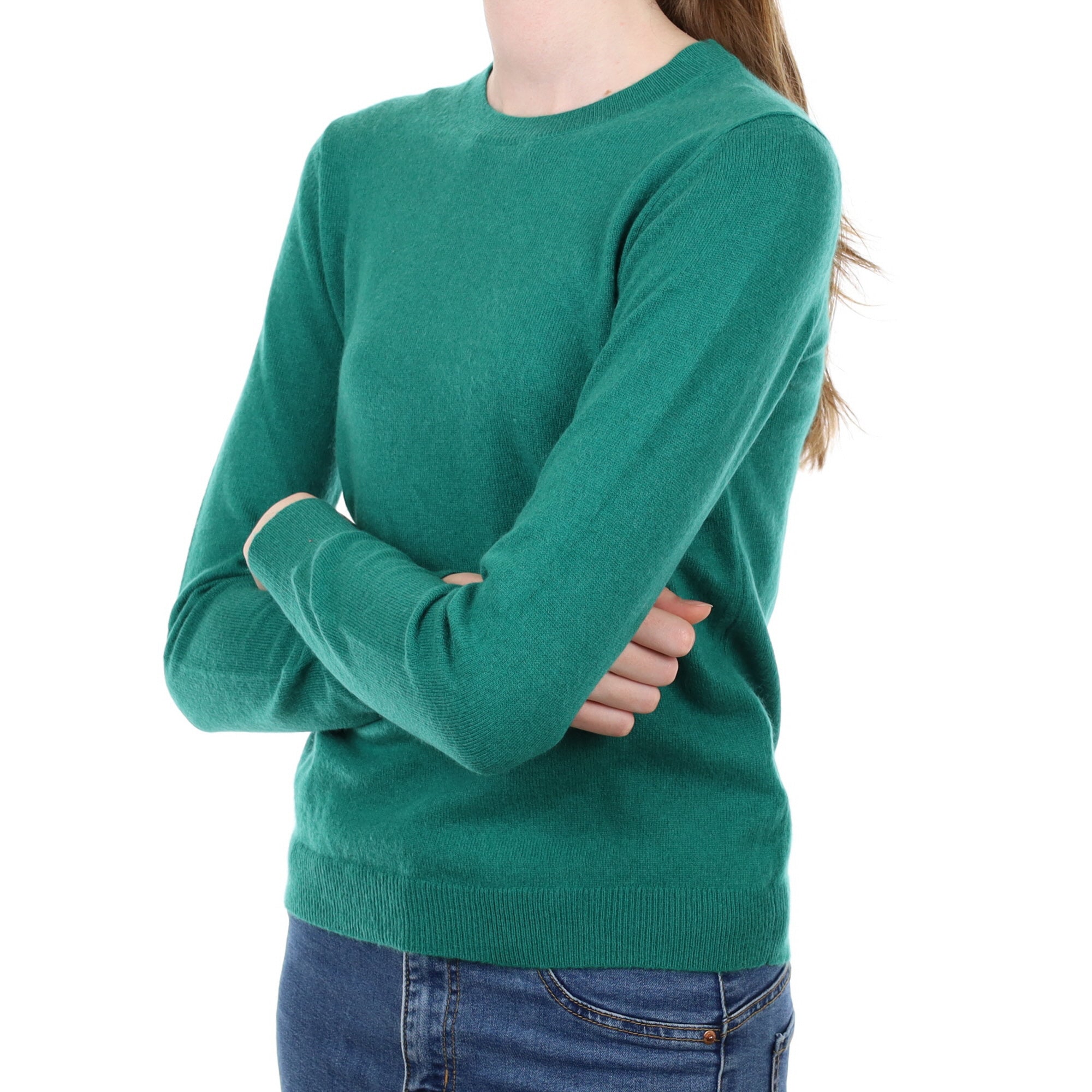 Deep Jade Green Cashmere Crew Neck Jumper Extra Small