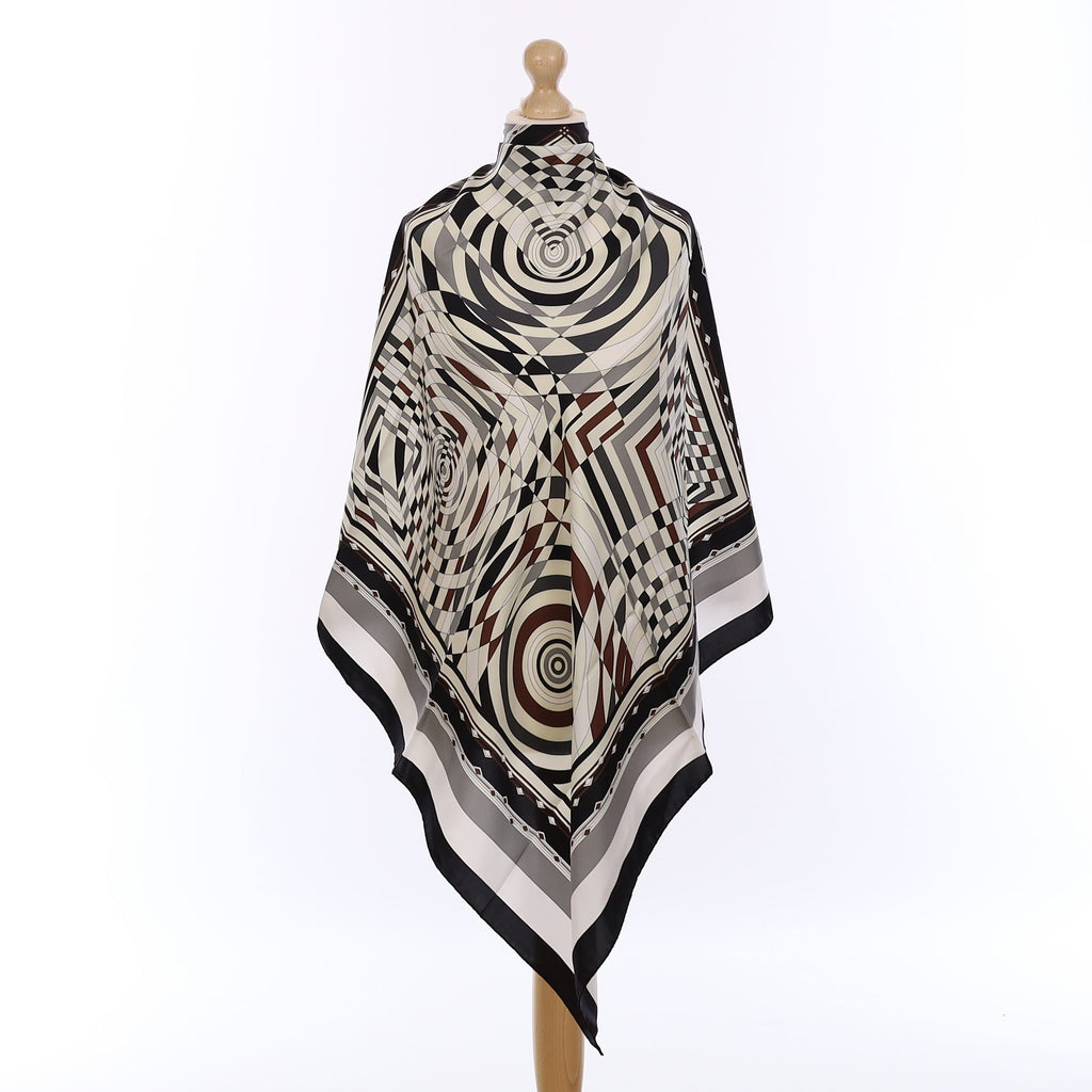 Brand New Italian Black and White Geometric Dazzle Silk Scarf