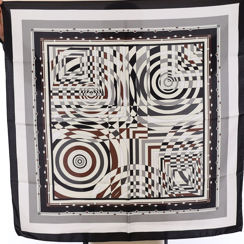 Brand New Italian Black and White Geometric Dazzle Silk Scarf