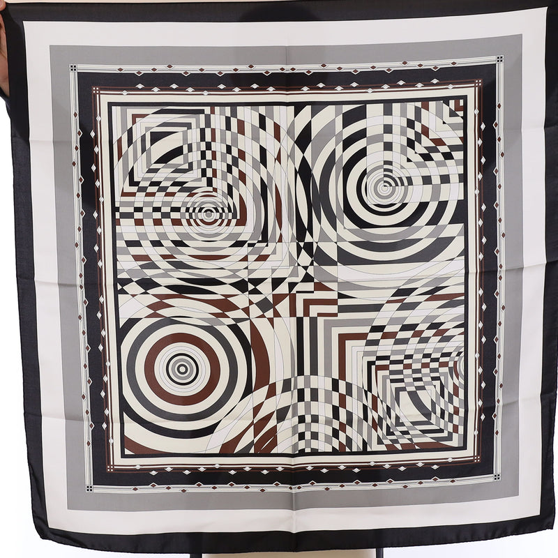 Brand New Italian Black and White Geometric Dazzle Silk Scarf