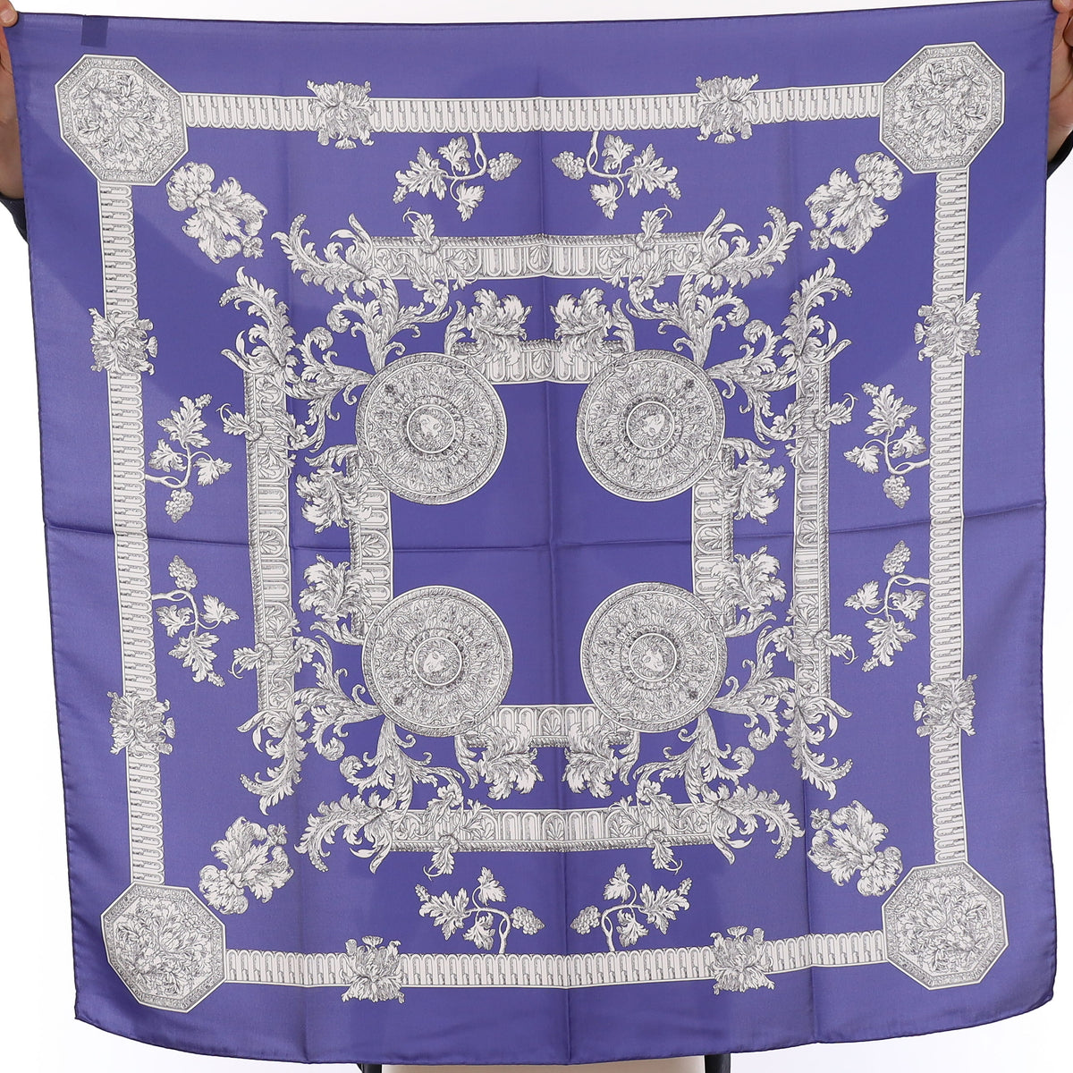 Brand New Italian Hyacinth Blue Baroque Silk Scarf