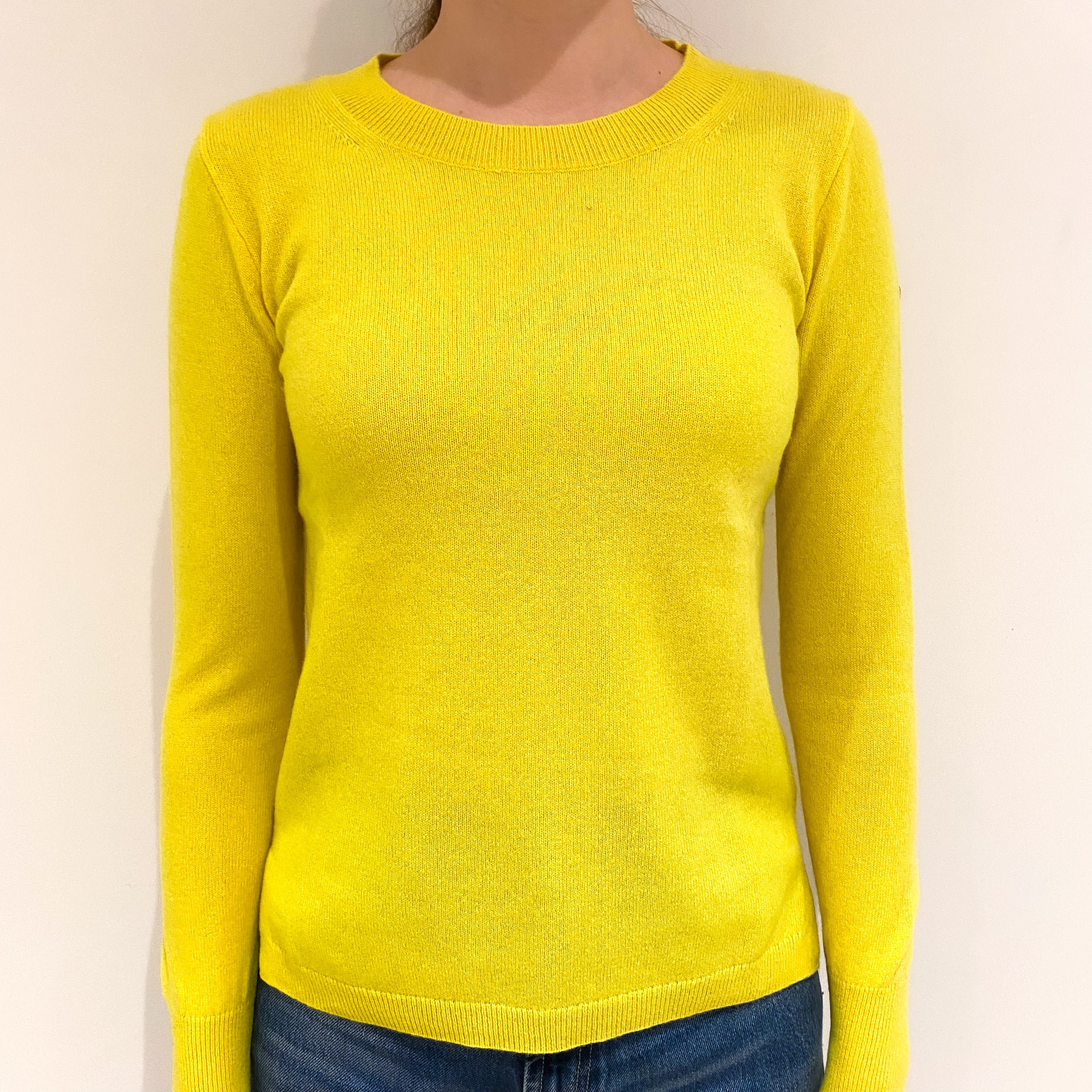 Neon Yellow Cashmere Crew Neck Jumper Extra Small