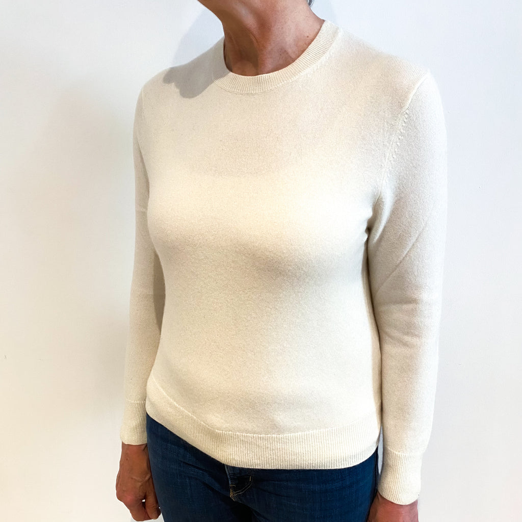 Ivory Cream Cashmere Crew Neck Jumper Medium