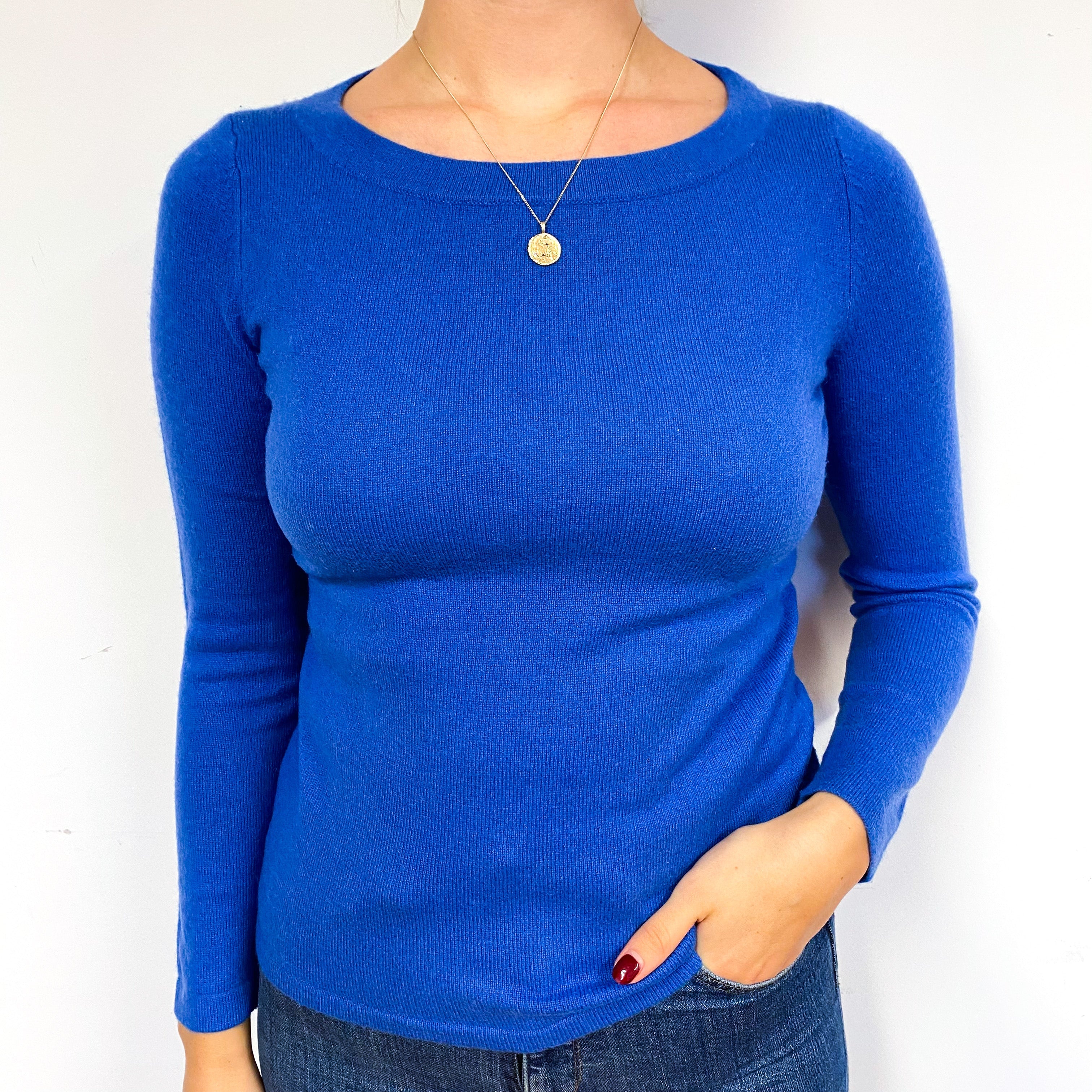 Tanzanite Blue Cashmere Crew Neck Jumper Small