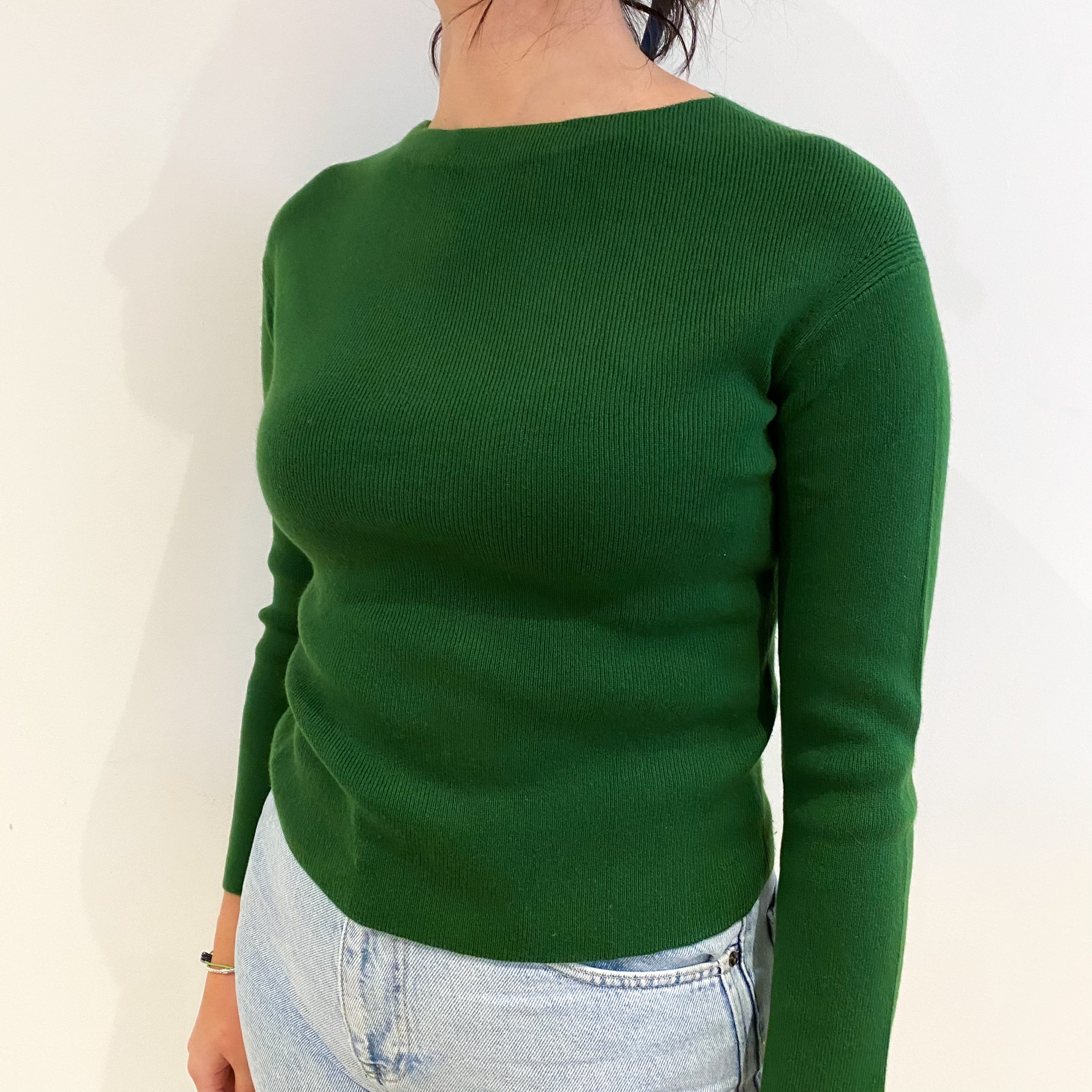 Loro Piana Grass Green Baby Cashmere Boat Neck Jumper Small