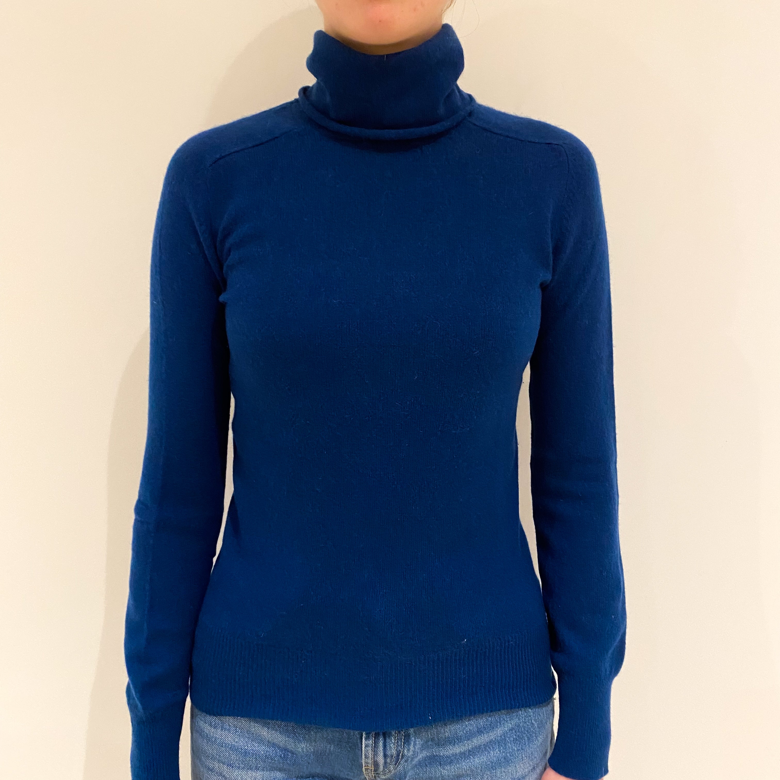 French Navy Cashmere Polo Neck Jumper Extra Small