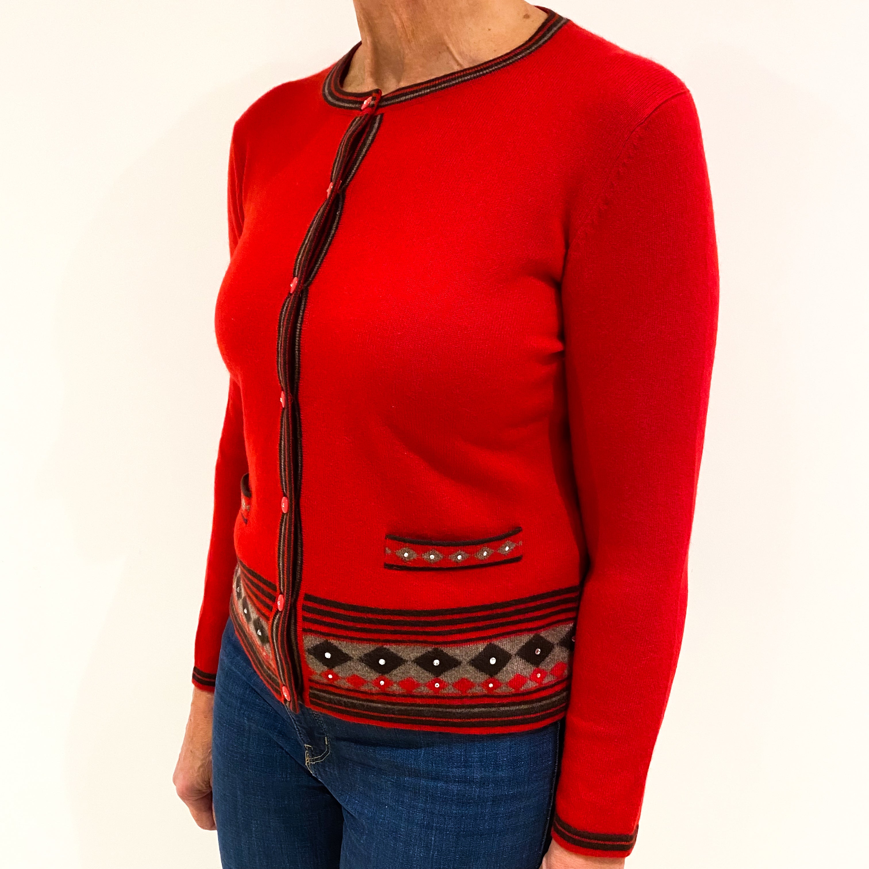 Scarlet Red Cashmere Cardigan Medium