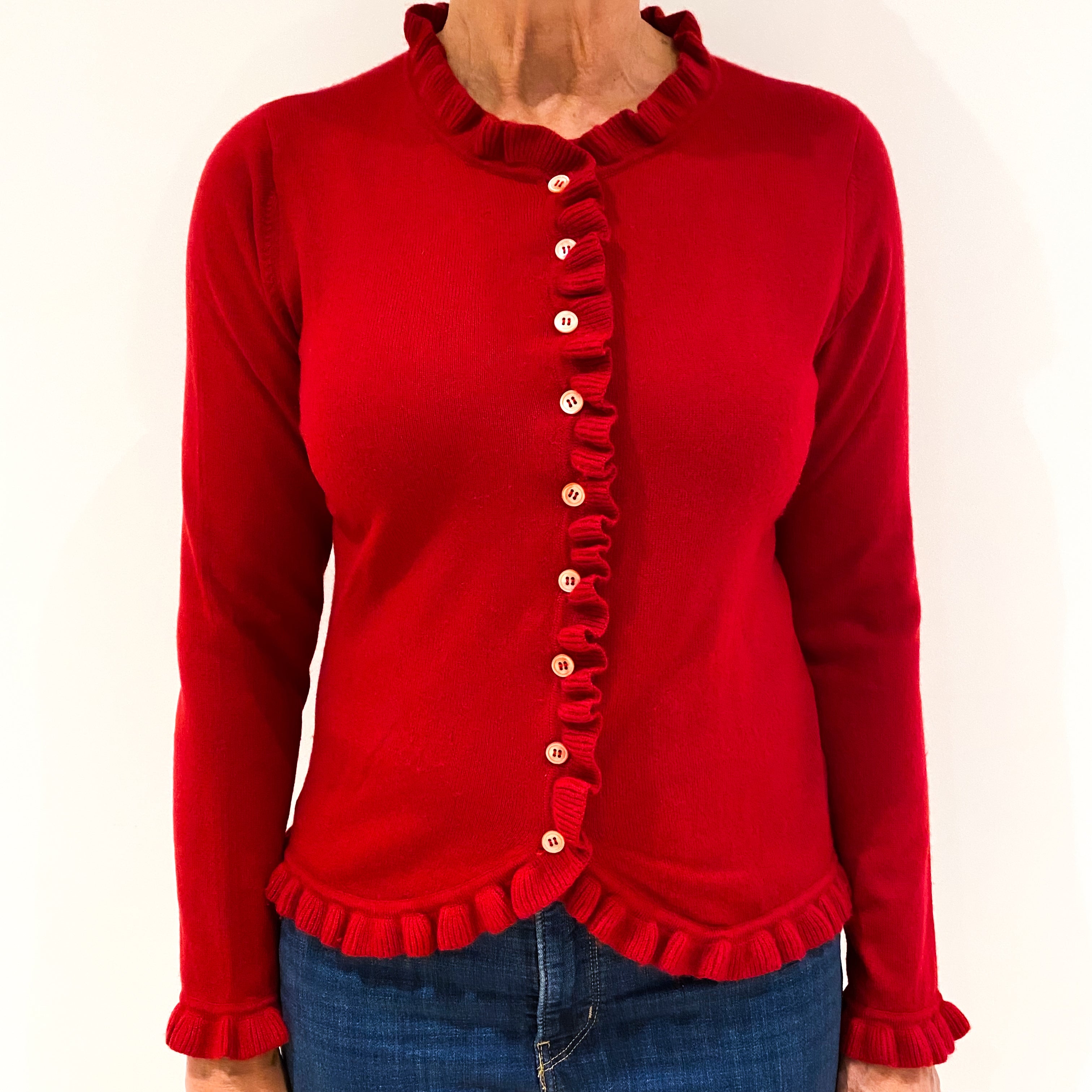 Post Box Red Cashmere Cardigan Medium